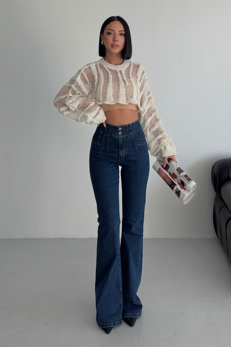 Pensli İspanyol Kot Pantolon 7021 - Düz Koyu Rins - (27-32) - 3