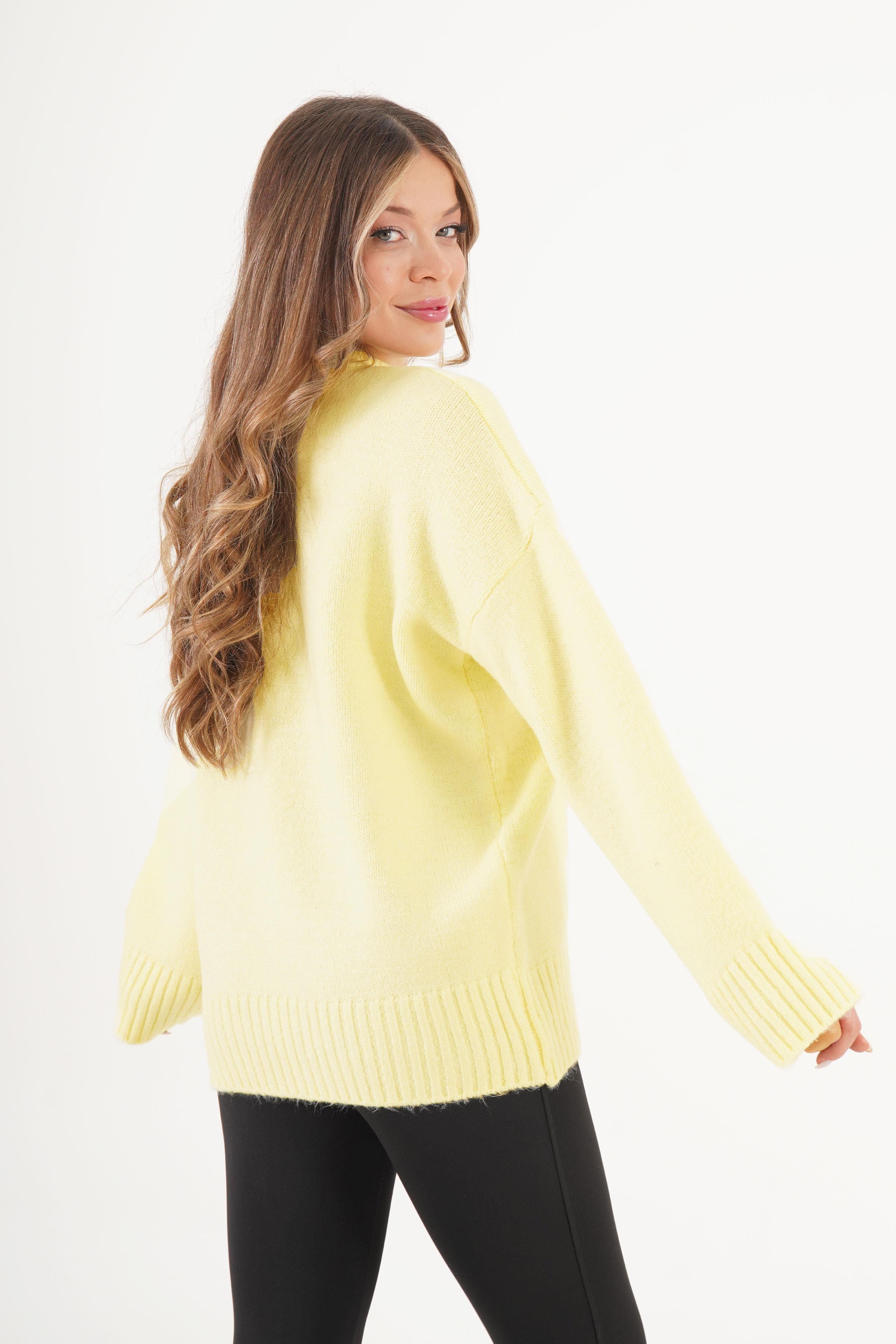 Ribana Detaylı Basic Toptan Sarı Kazak