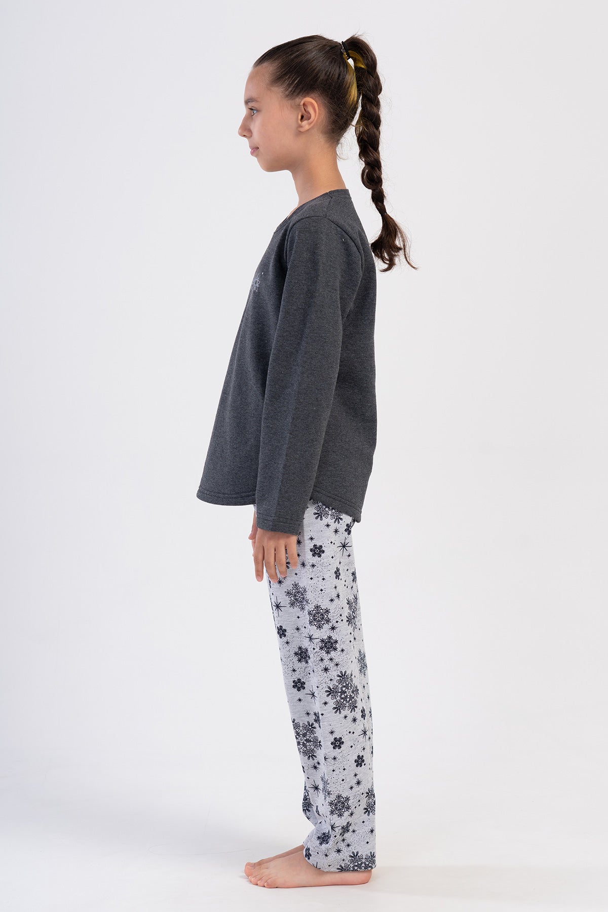 KIZ COCUK 2IPLIK MANSETLI O YAKA UZUN KOL ETEGI OVAL PIJAMA TAKIM(7-8/13-14)