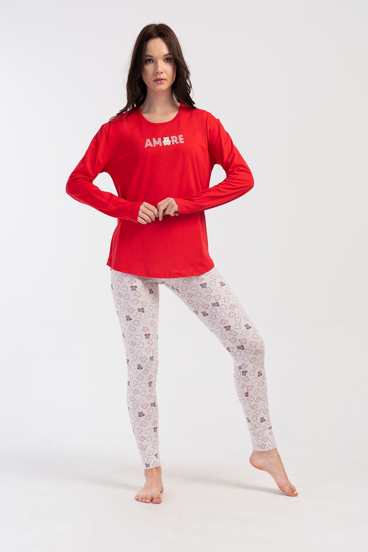 KADIN LYC SUPREM O YAKA UZUN KOL ETEGI OVAL MANSETLI TAYT PIJAMA TAKIM