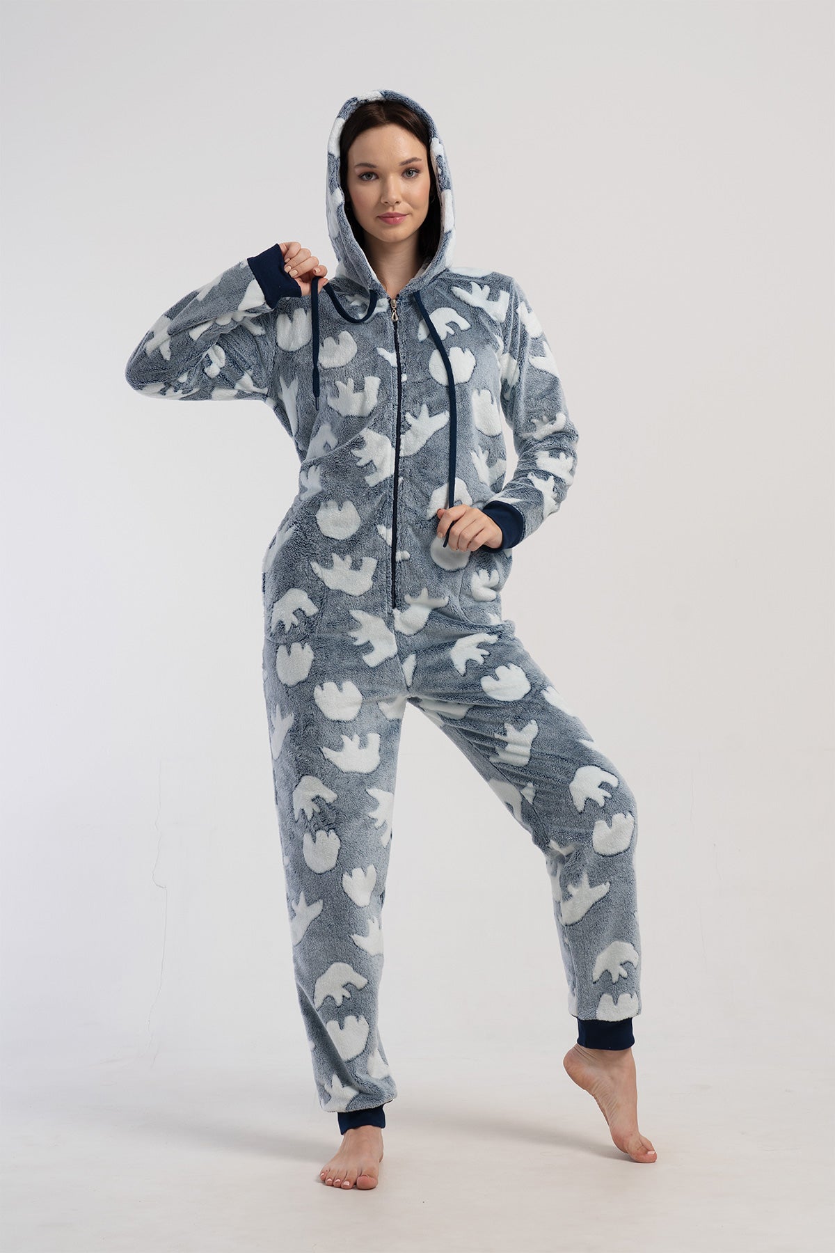 KADIN J.ULTRASOFT KAPSONLU UZUN KOL MANSETLI CEPLI TULUM