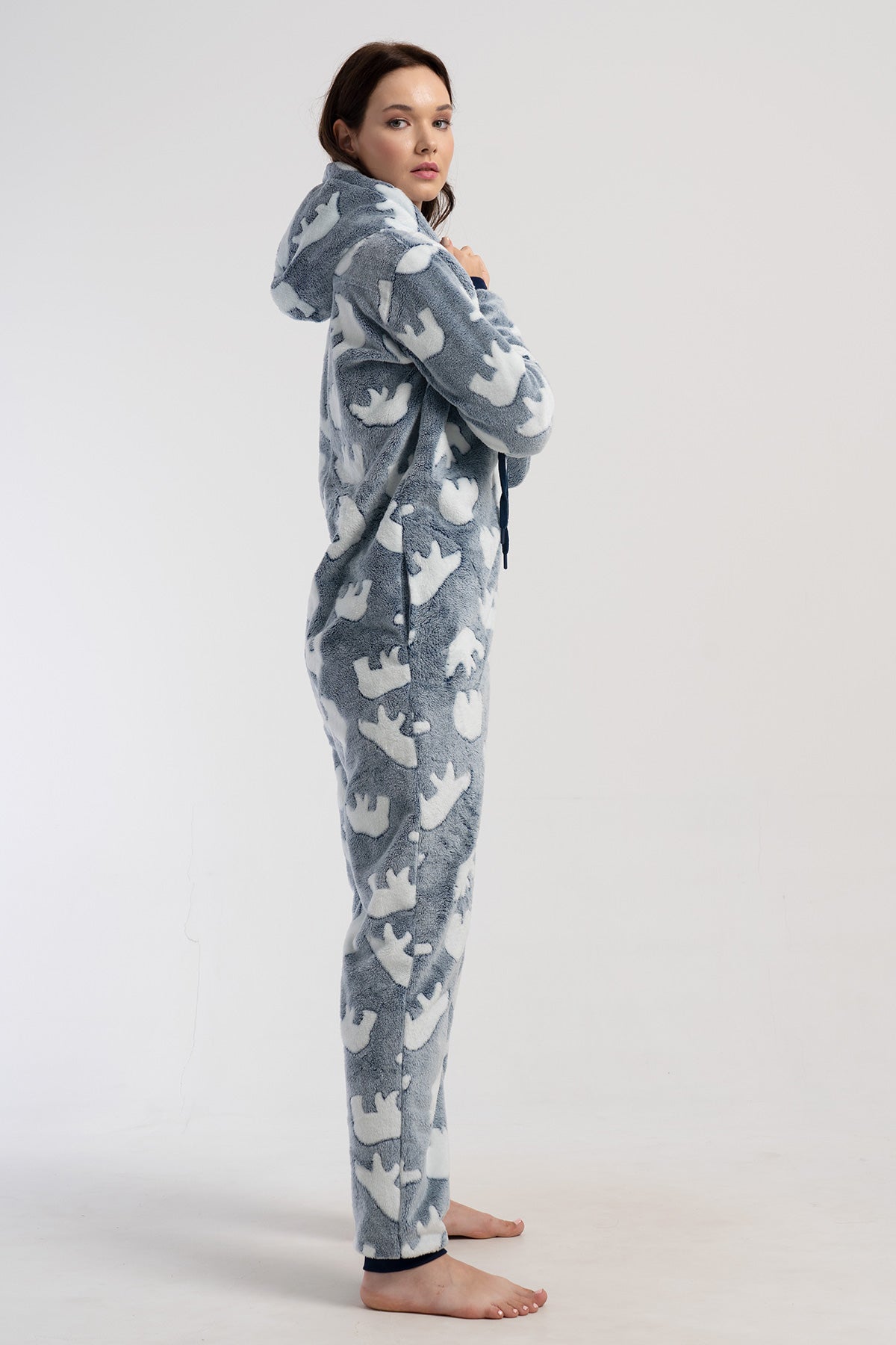 KADIN J.ULTRASOFT KAPSONLU UZUN KOL MANSETLI CEPLI TULUM