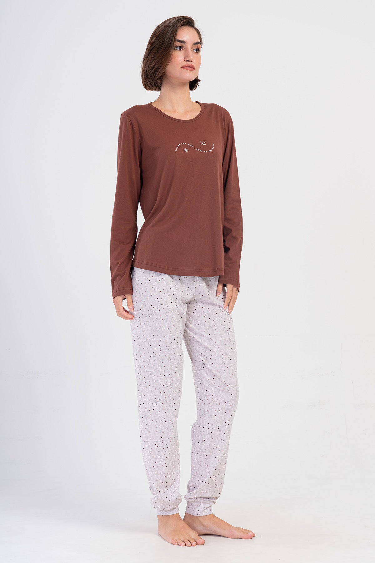 KADIN P.SUPREM O YAKA UZUN KOL ETEGI OVAL MANSETLI PIJAMA TAKIM