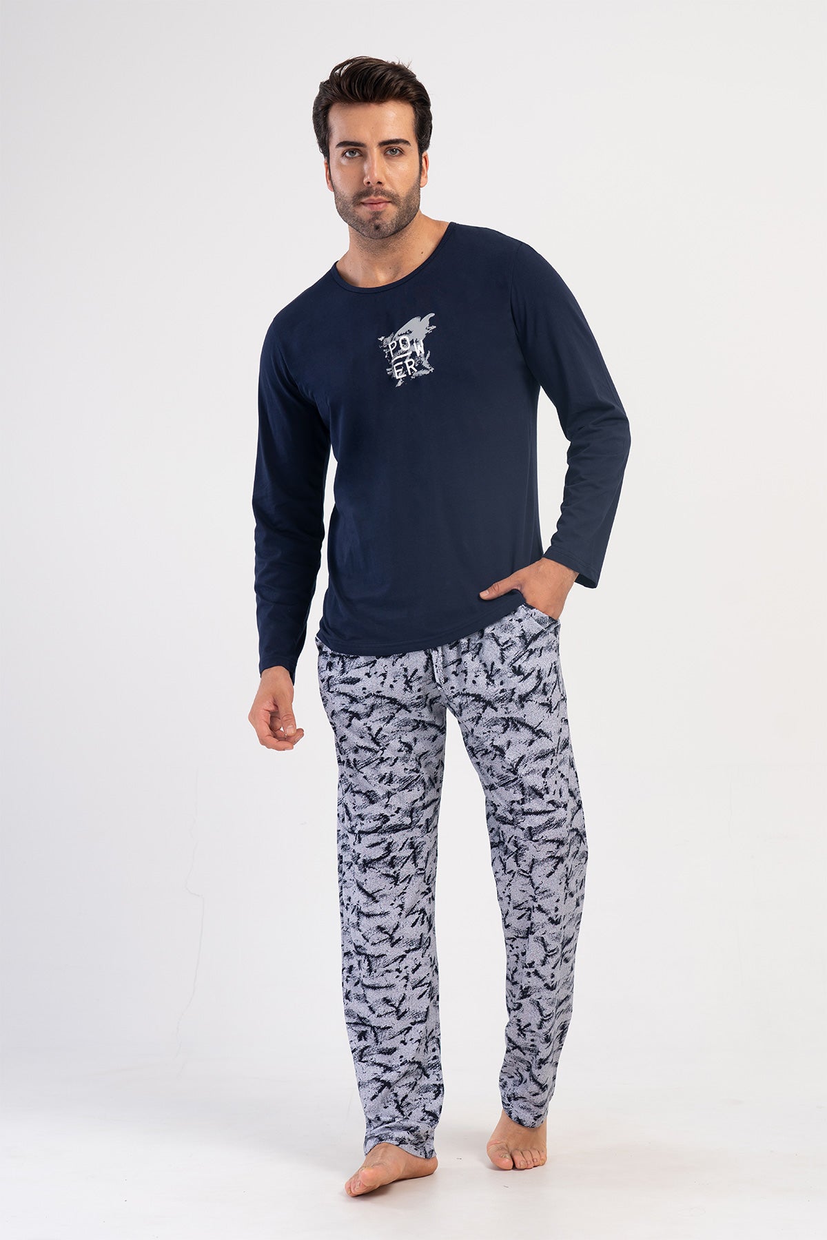 CEPLI ERKEK P.SUPREM O YAKA UZUN KOL PIJAMA TAKIM