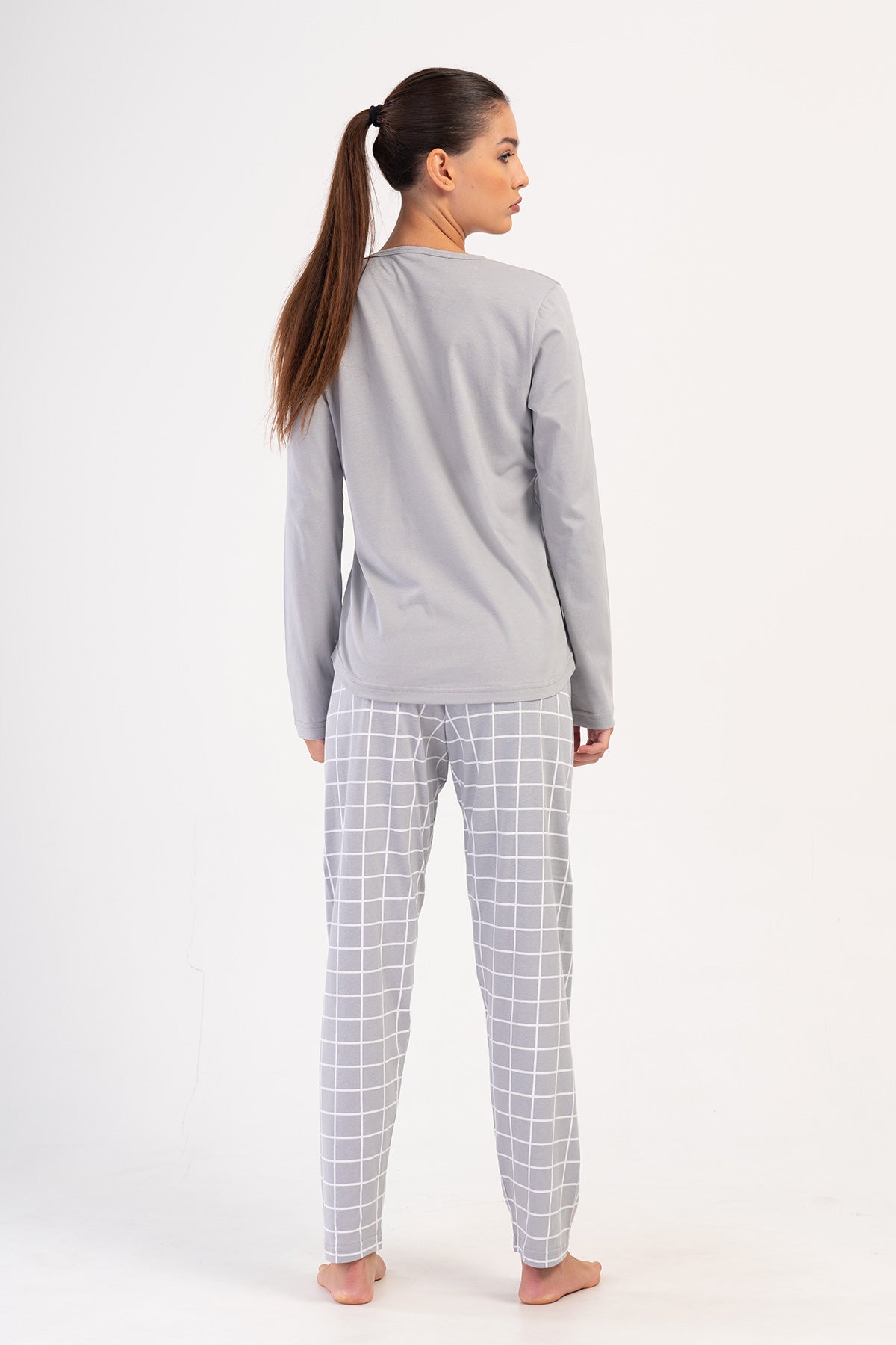 KADIN P.SUPREM O YAKA UZUN KOL ETEGI OVAL PIJAMA TAKIM - TAS