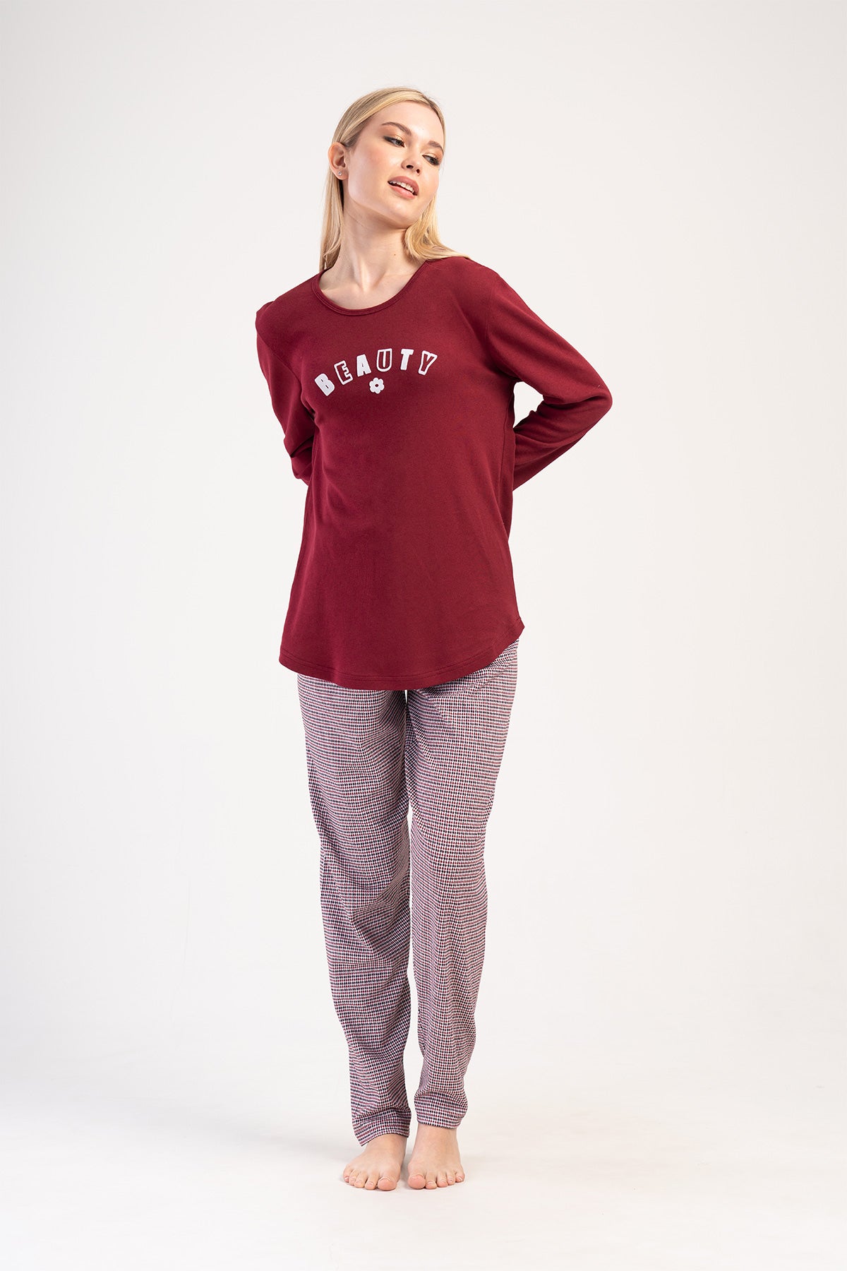 KADIN INTERLOK XXL O YAKA UZUN KOL ETEGI OVAL PIJAMA TAKIM