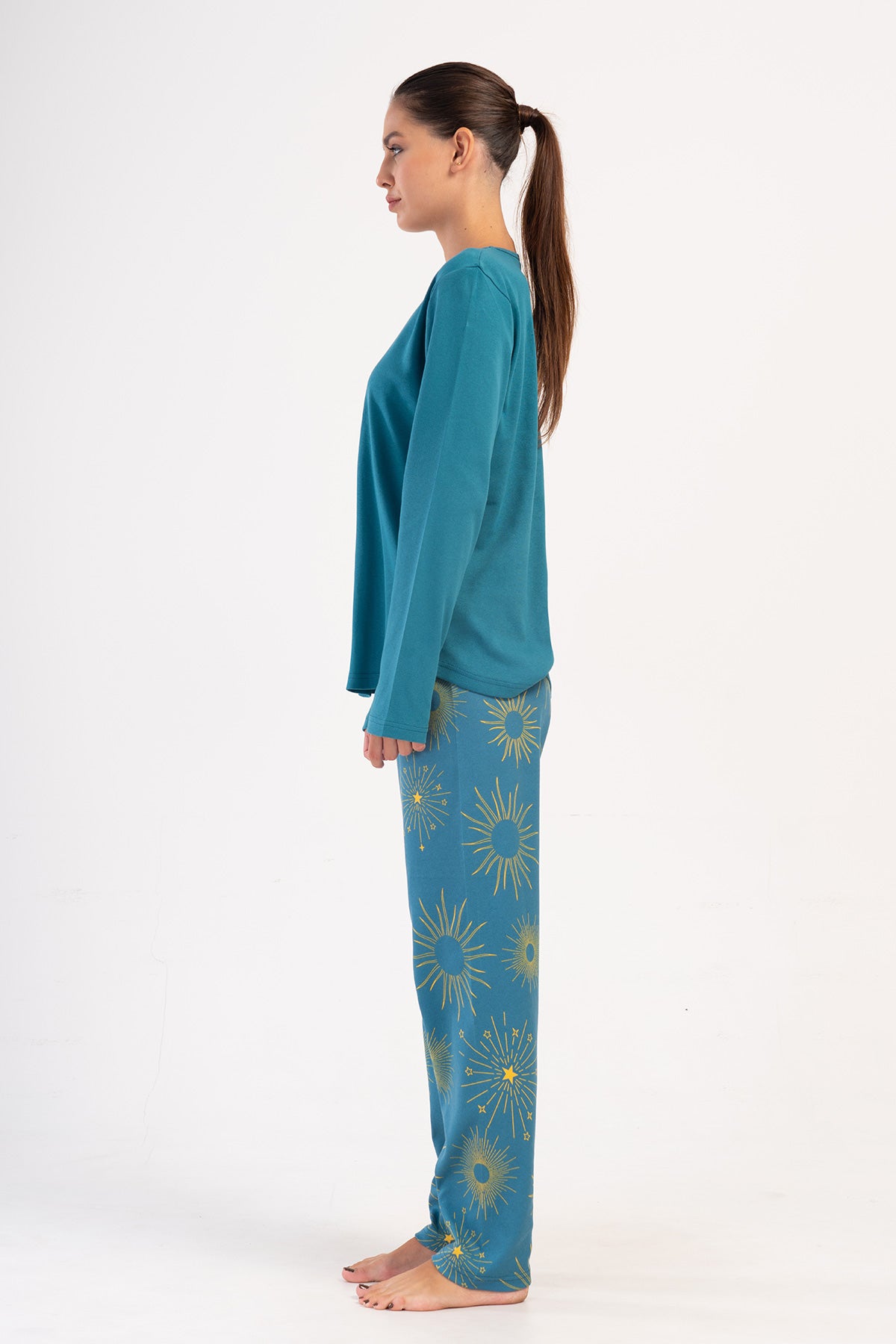 KADIN INTERLOK XXL O YAKA UZUN KOL ETEGI OVAL PIJAMA TAKIM