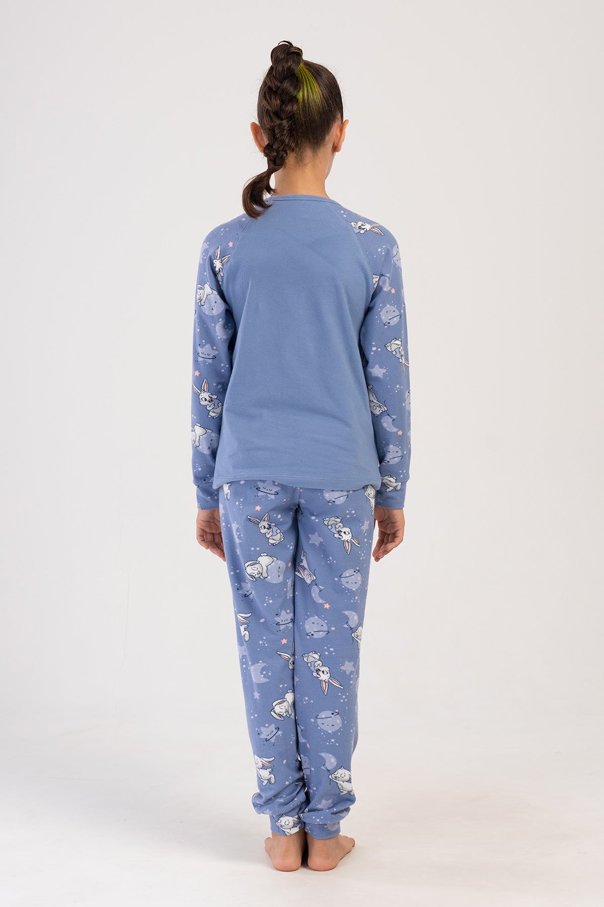 KIZ COCUK LYC SUPREM O YAKA REGLAN UZUN KOL MANSETLI PIJAMA TAKIM(7-8/13-14) - MAVI