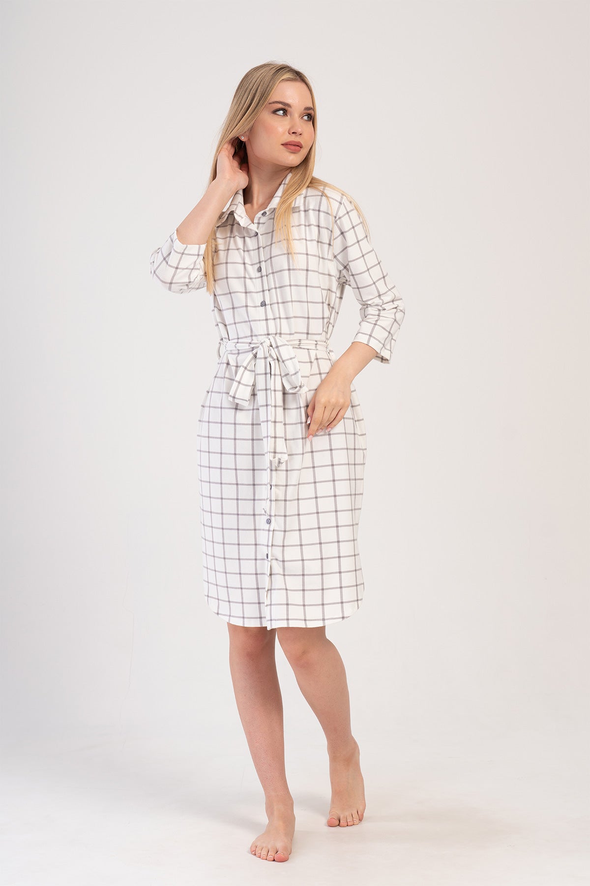 KADIN LYC SUPREM GOMLEK YAKA TAMAMI DUGMELI 3/4KOL ETEGI OVAL GOMLEK TUNIK