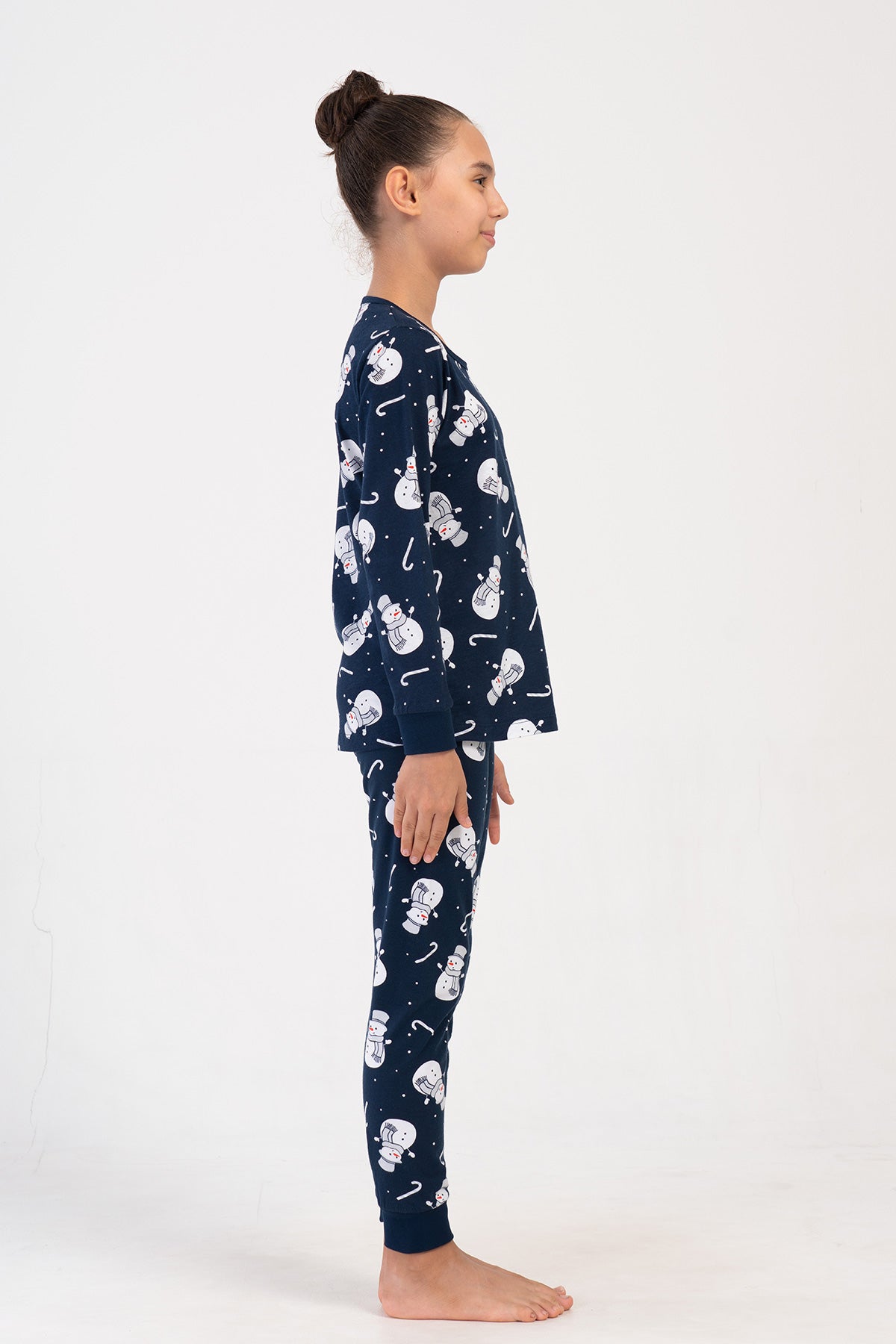 KIZ COCUK LYC SUPREM O YAKA UZUN KOL MANSETLI FIYONKLU TAYT PIJAMA TAKIM(7-8/13-14)