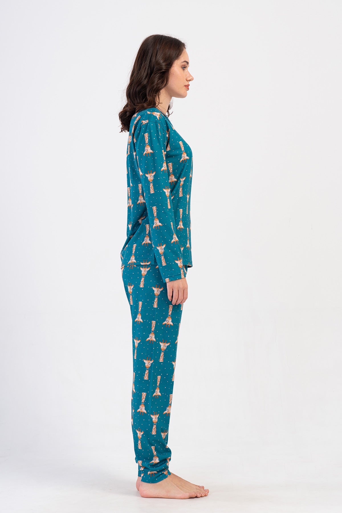 KADIN P.SUPREM O YAKA UZUN KOL ETEGI OVAL MANSETLI PIJAMA TAKIM