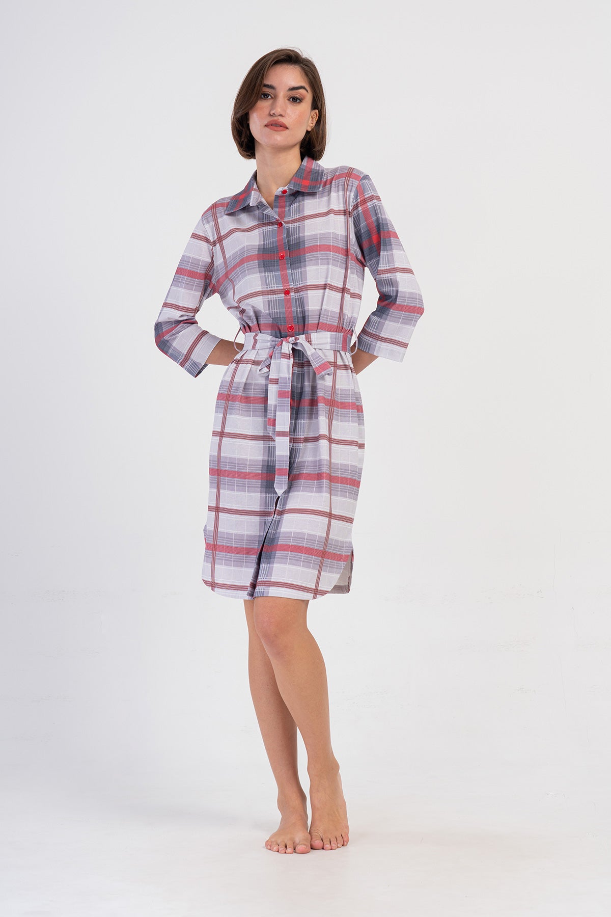 KADIN P.SUPREM SUPREM GOMLEK YAKA TAMAMI DUGMELI 3/4KOL ETEGI OVAL GOMLEK TUNIK