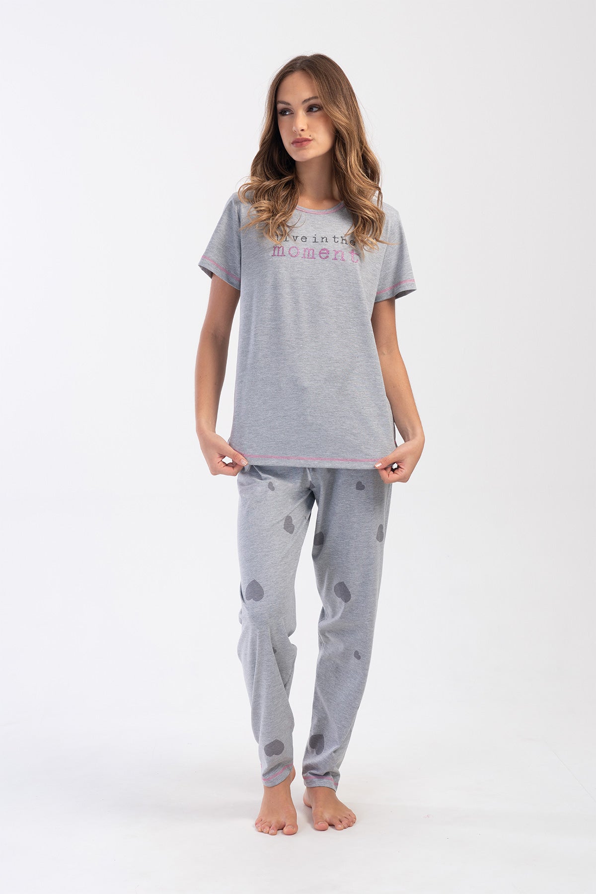 KADIN P.SUPREM XXL O YAKA KISA KOL ETEGI OVAL PIJAMA TAKIM