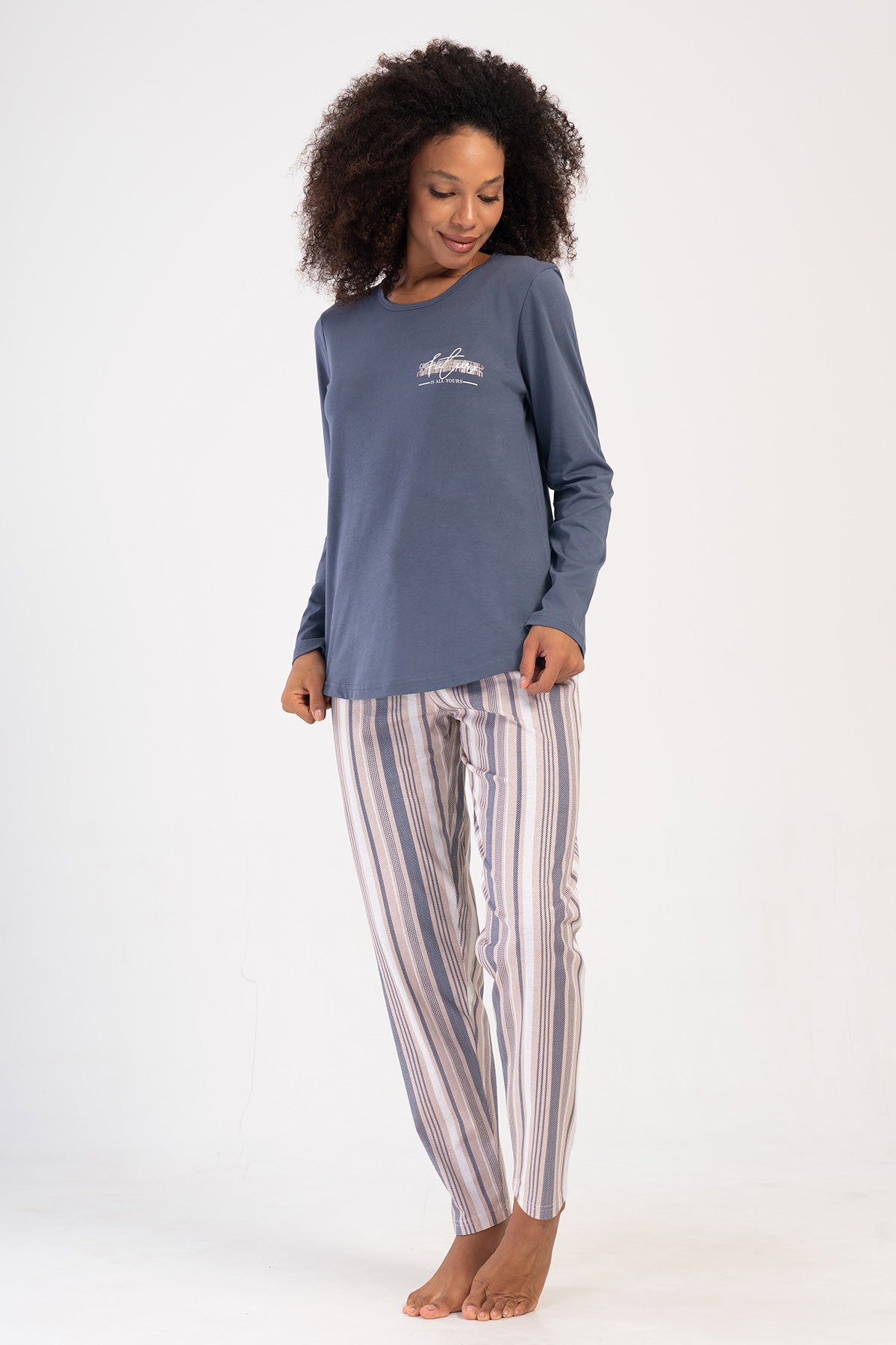 KADIN P.SUPREM XXL O YAKA UZUN KOL ETEGI OVAL PIJAMA TAKIM