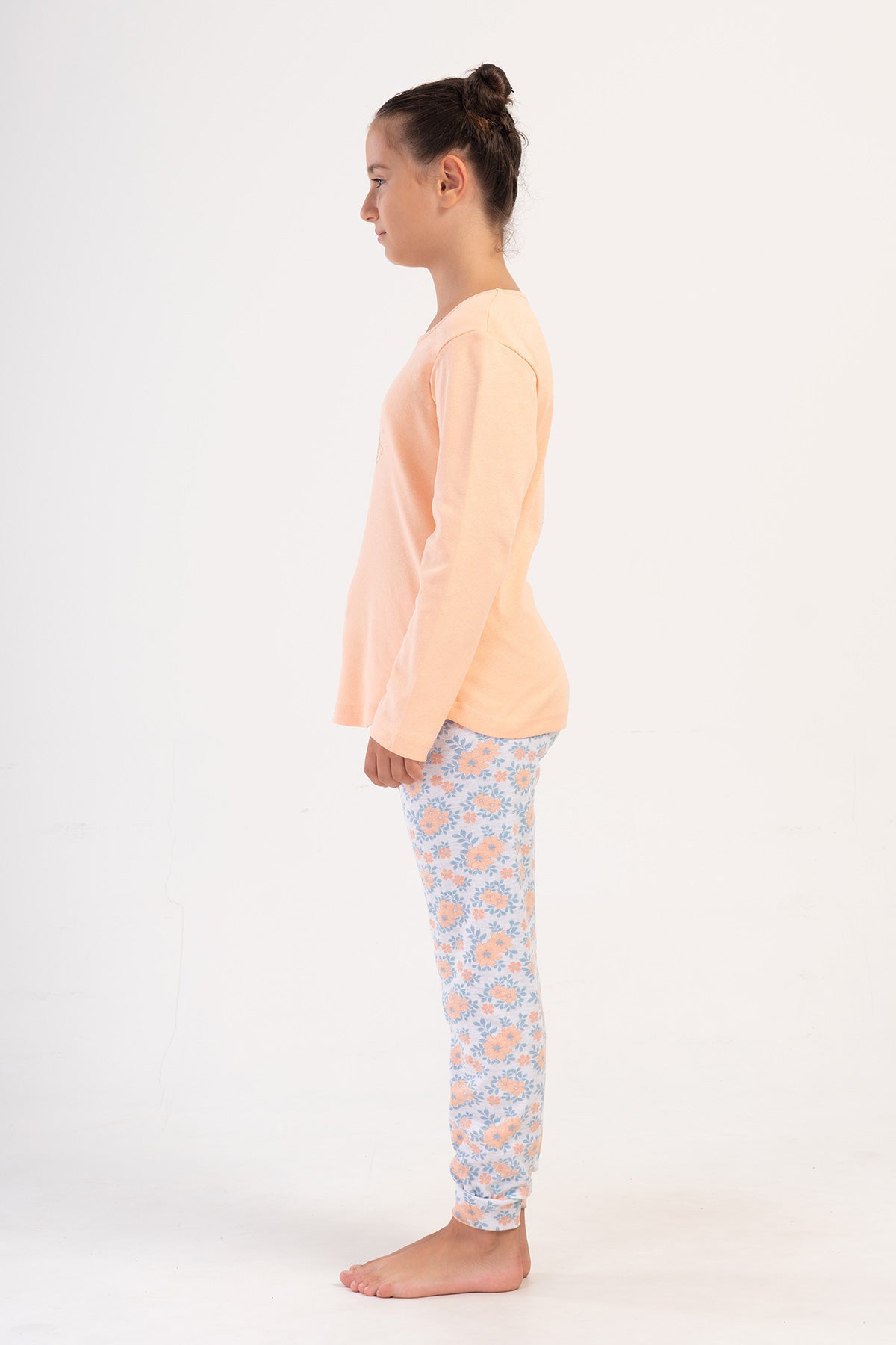 KIZ COCUK INTERLOK O YAKA UZUN KOL ETEGI OVAL MANSETLI PIJAMA TAKIM(1-2/5-6) - BABY PINK