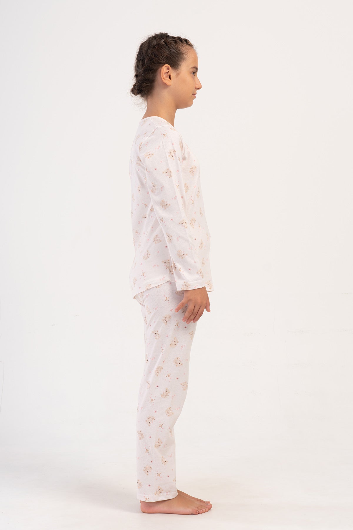 KIZ COCUK P.SUPREM O YAKA UZUN KOL ETEGI OVAL PIJAMA TAKIM(7-8/13-14) - BEJ
