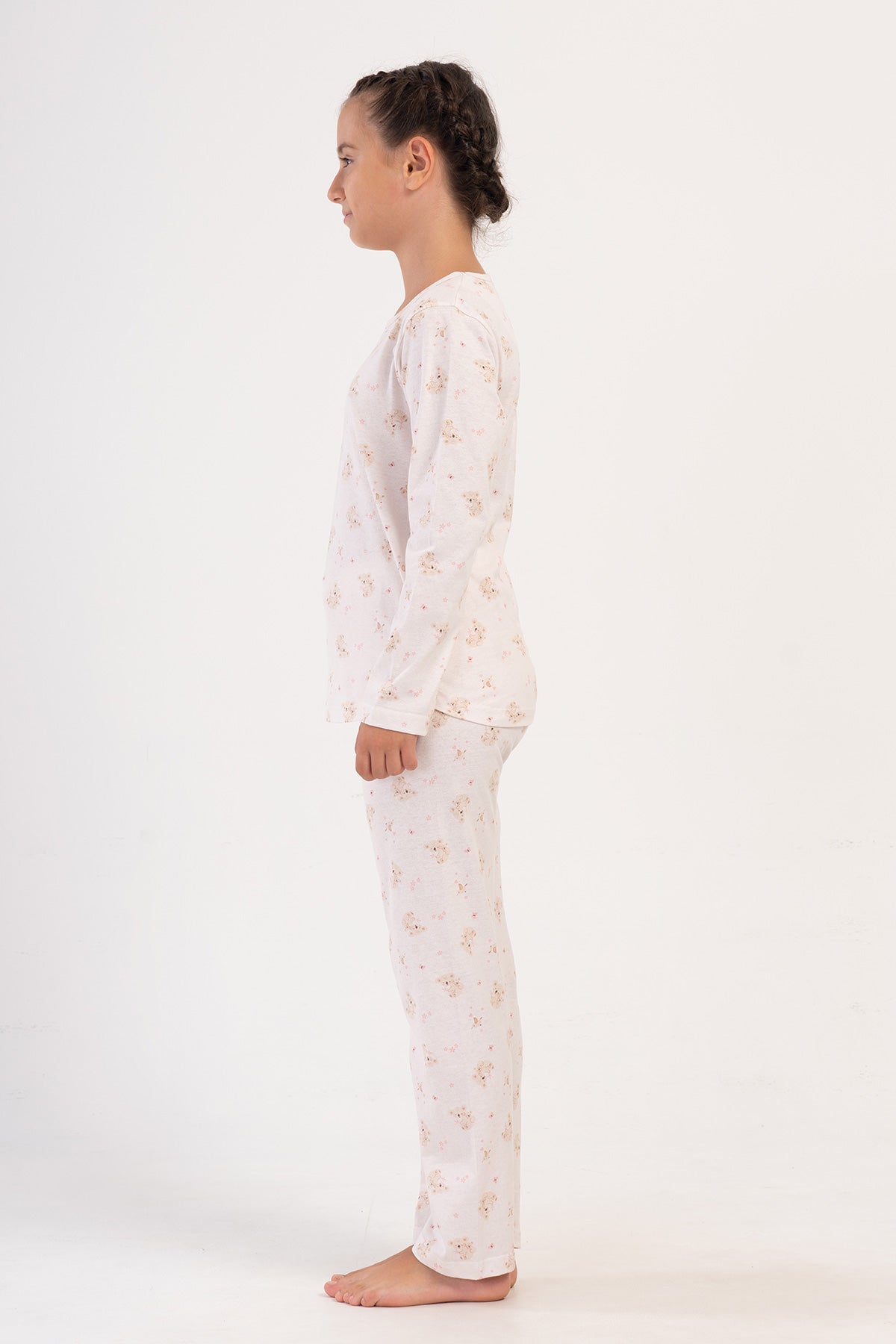 KIZ COCUK P.SUPREM O YAKA UZUN KOL ETEGI OVAL PIJAMA TAKIM(7-8/13-14) - BEJ