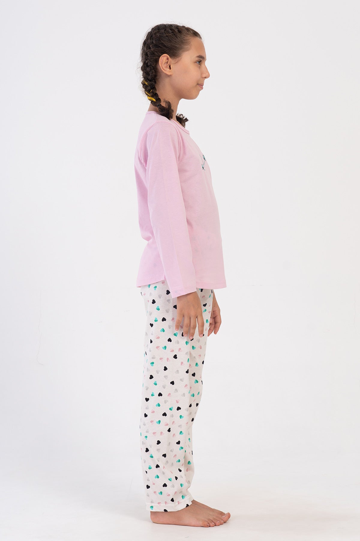 KIZ COCUK P.SUPREM O YAKA UZUN KOL ETEGI OVAL PIJAMA TAKIM(9-10/15-16) - PEMBE