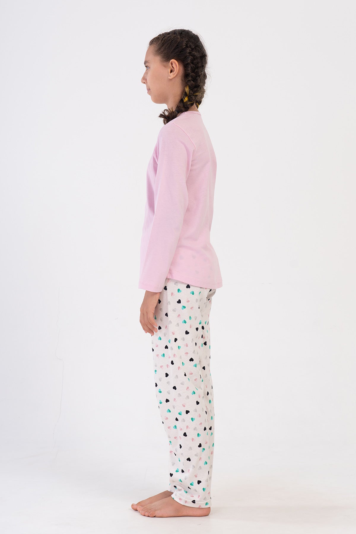 KIZ COCUK P.SUPREM O YAKA UZUN KOL ETEGI OVAL PIJAMA TAKIM(9-10/15-16) - PEMBE