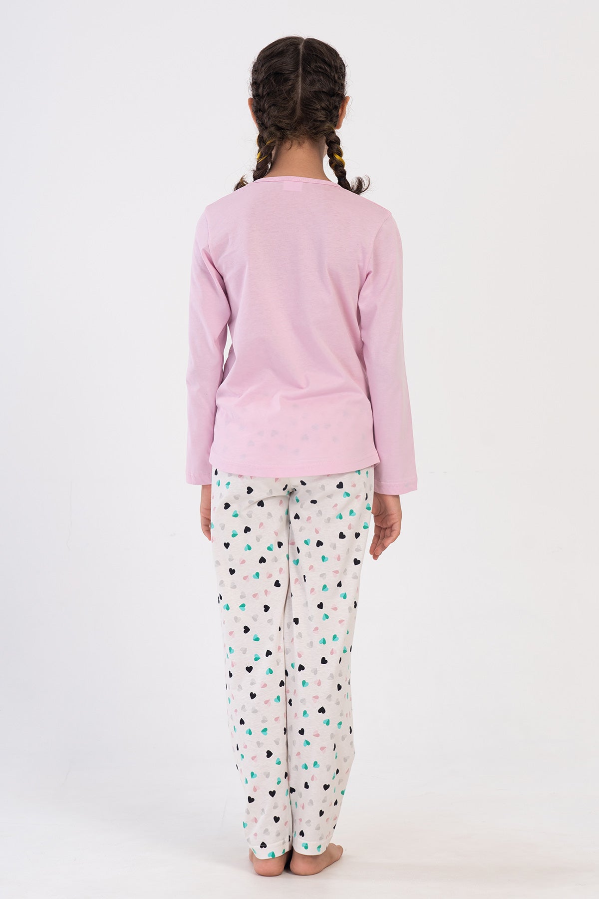 KIZ COCUK P.SUPREM O YAKA UZUN KOL ETEGI OVAL PIJAMA TAKIM(9-10/15-16) - PEMBE