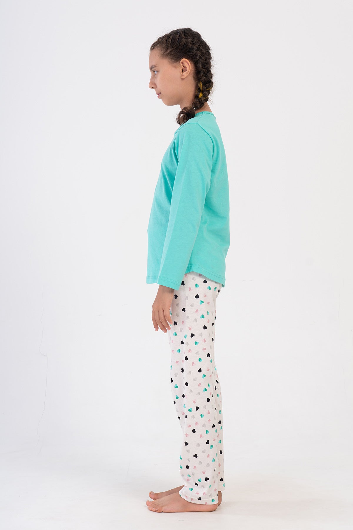 KIZ COCUK P.SUPREM O YAKA UZUN KOL ETEGI OVAL PIJAMA TAKIM(9-10/15-16) - MINT