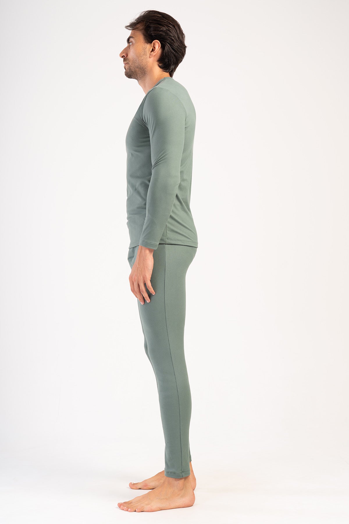 ERKEK COMFORT V YAKA UZUN KOL ICLIK TAKIM - HAKI