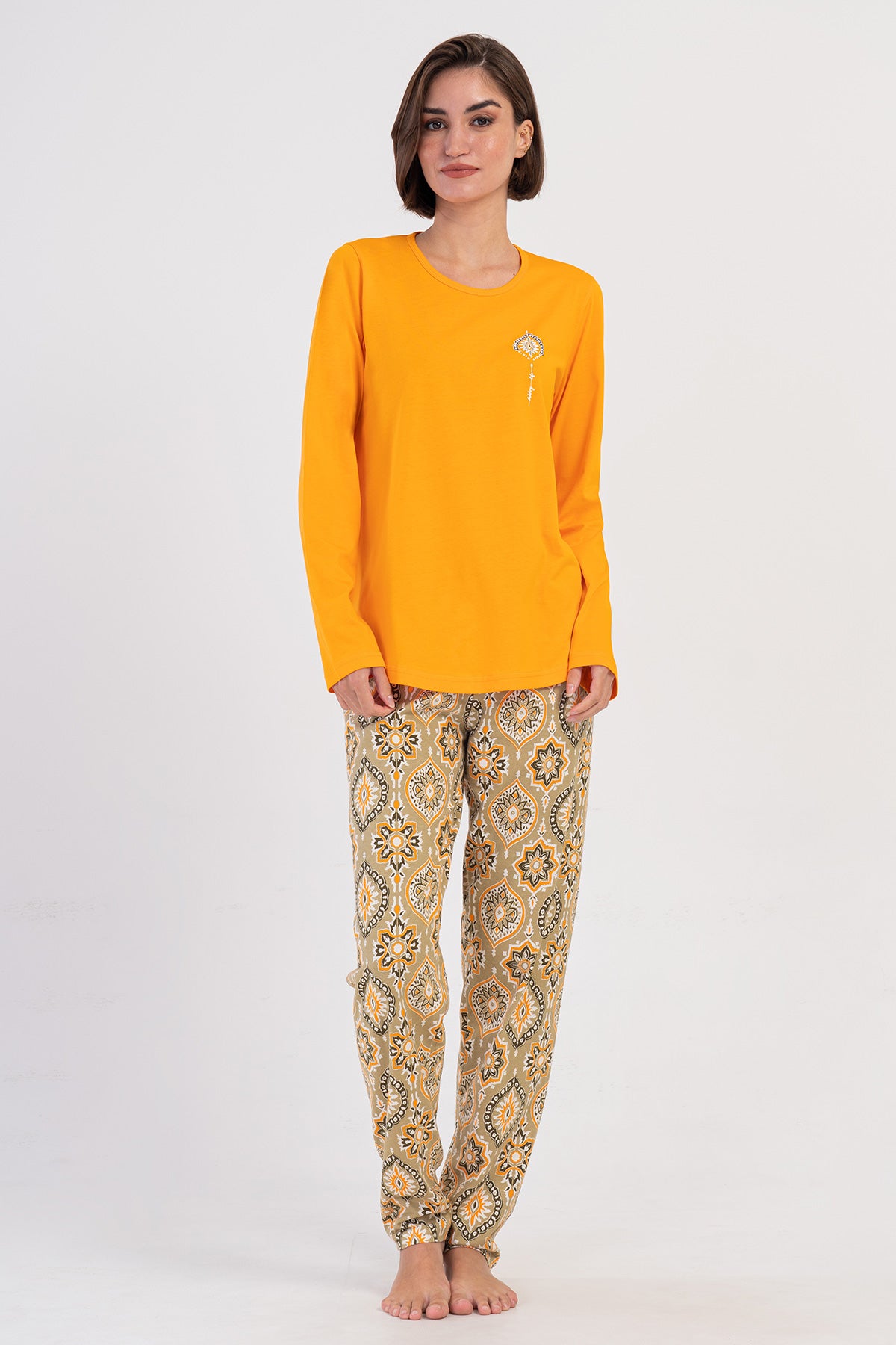 KADIN P.SUPREM XXL O YAKA UZUN KOL ETEGI OVAL PIJAMA TAKIM