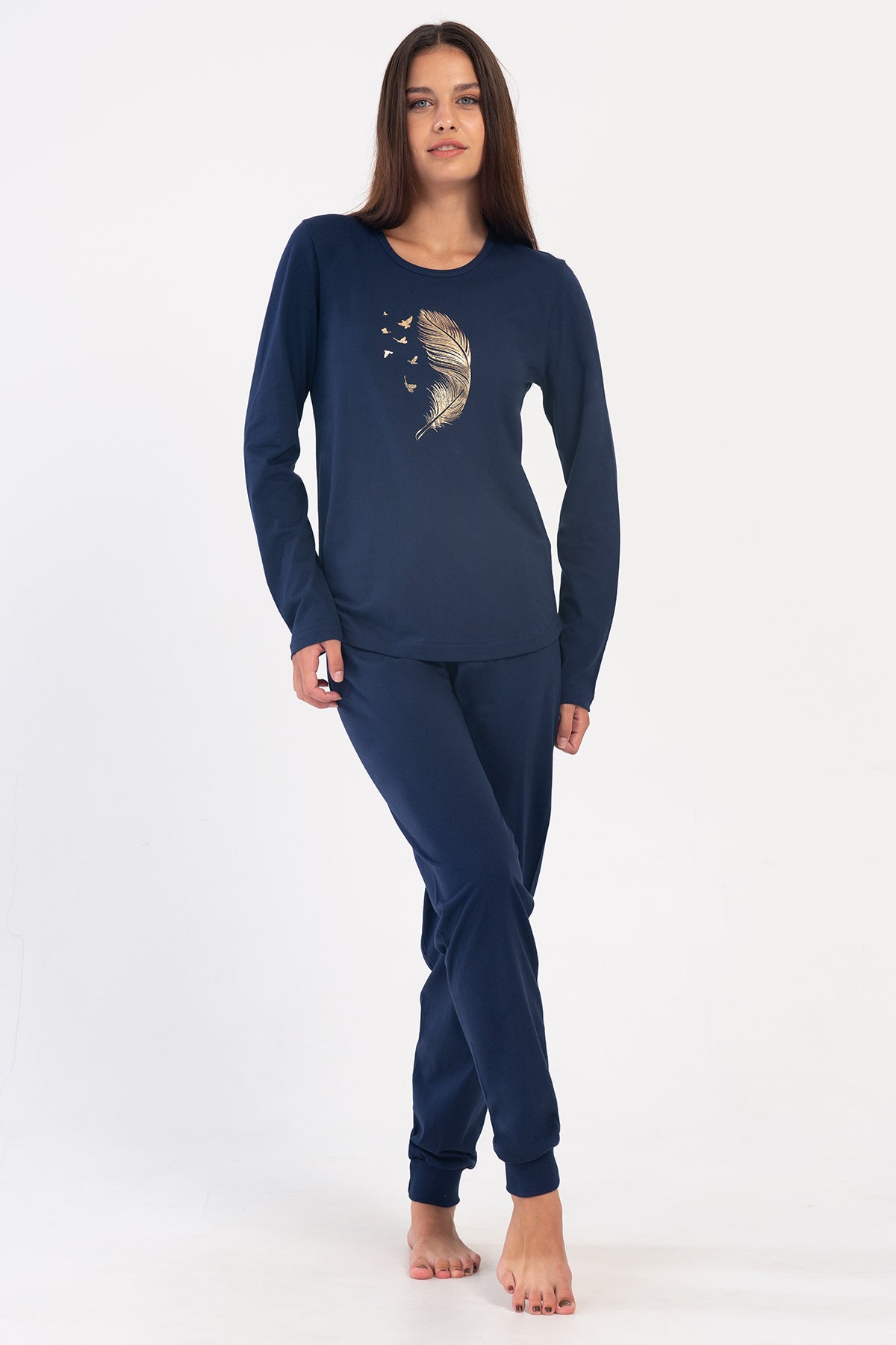 KADIN P.SUPREM XXL O YAKA UZUN KOL ETEGI OVAL MANSETLI PIJAMA TAKIM