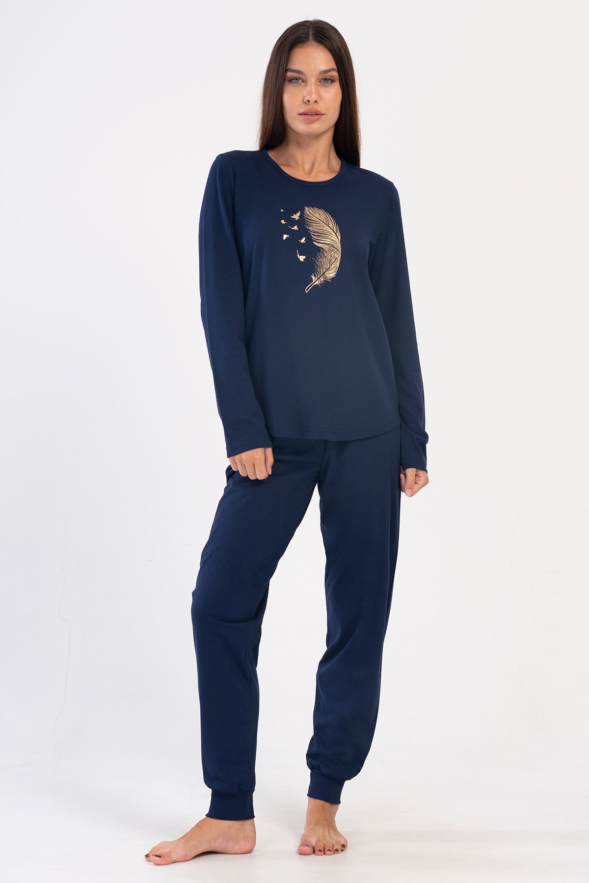 KADIN P.SUPREM XXL O YAKA UZUN KOL ETEGI OVAL MANSETLI PIJAMA TAKIM