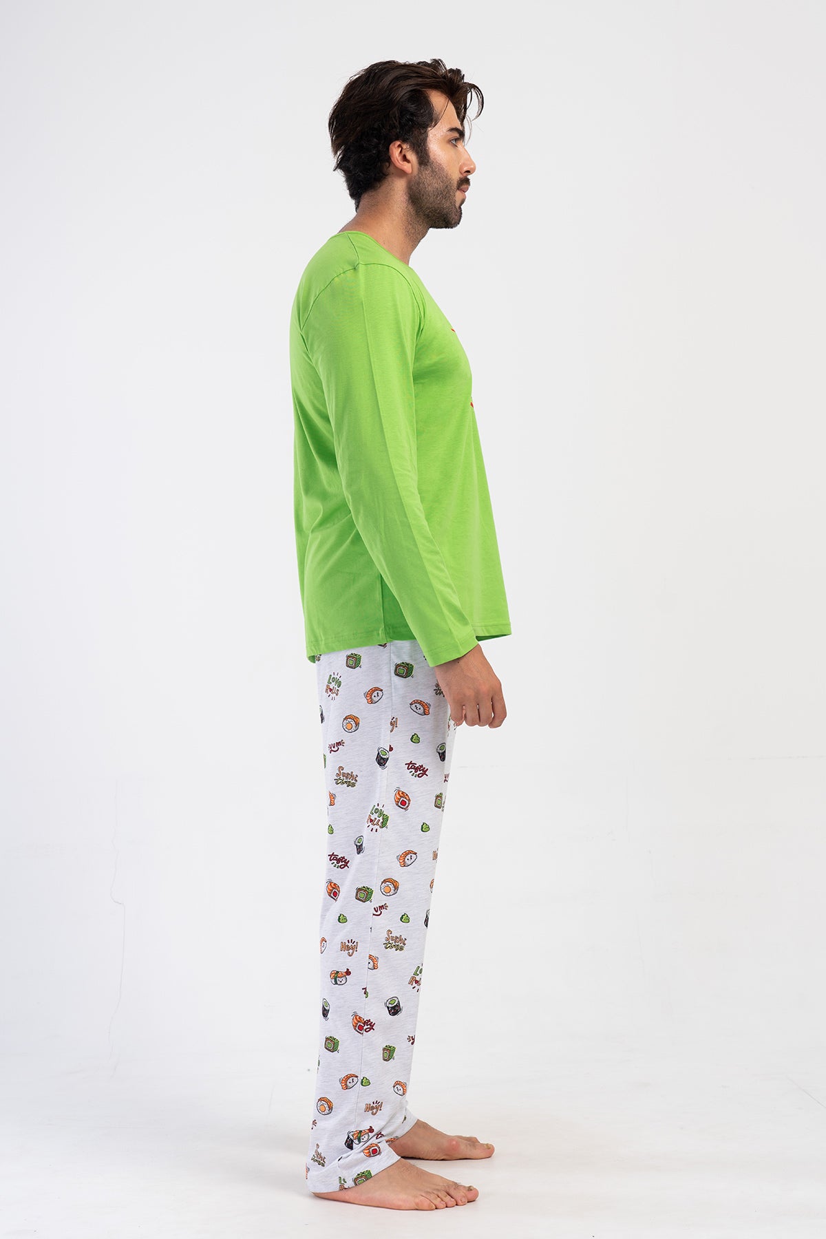 CEPLI ERKEK P.SUPREM O YAKA UZUN KOL PIJAMA TAKIM - YESIL