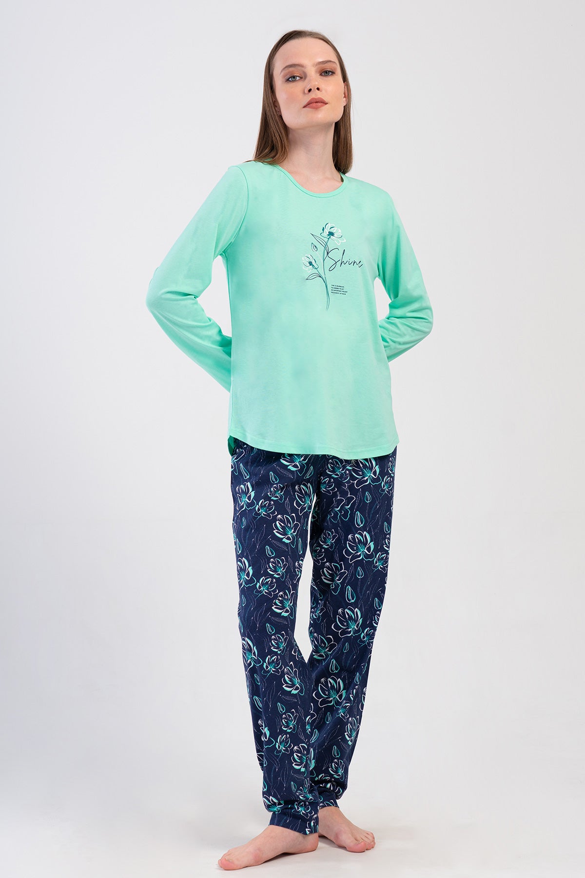 KADIN P.SUPREM XXL O YAKA UZUN KOL ETEGI OVAL PIJAMA TAKIM