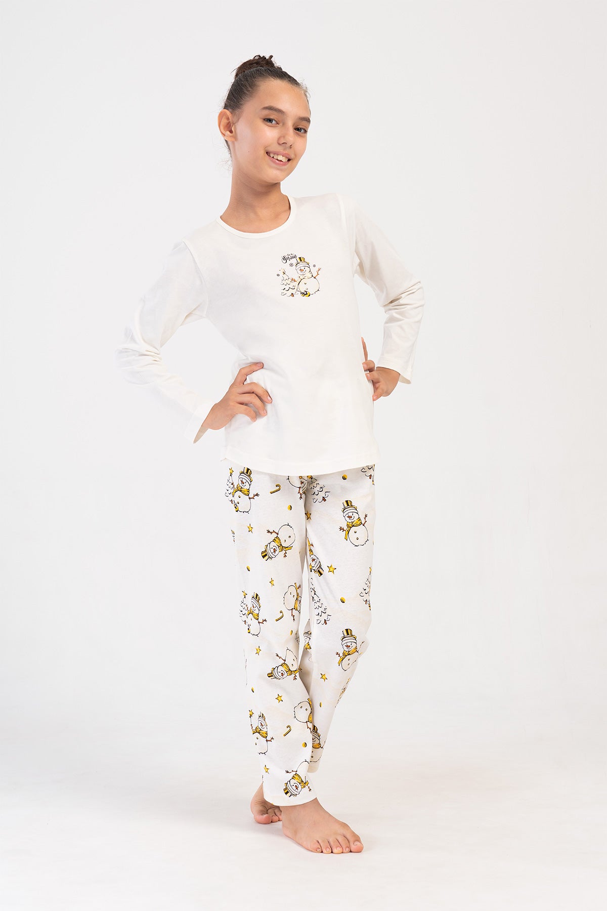 KIZ COCUK P.SUPREM O YAKA UZUN KOL ETEGI OVAL PIJAMA TAKIM(9-10/15-16)