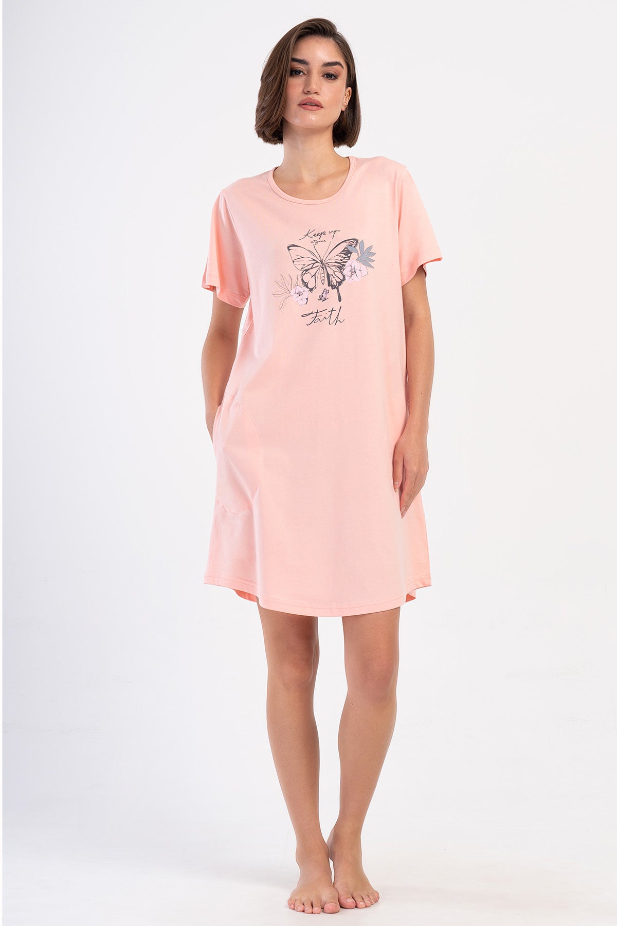 KADIN P.SUPREM XXL O YAKA KISA KOL ETEGI OVAL CEPLI TUNIK