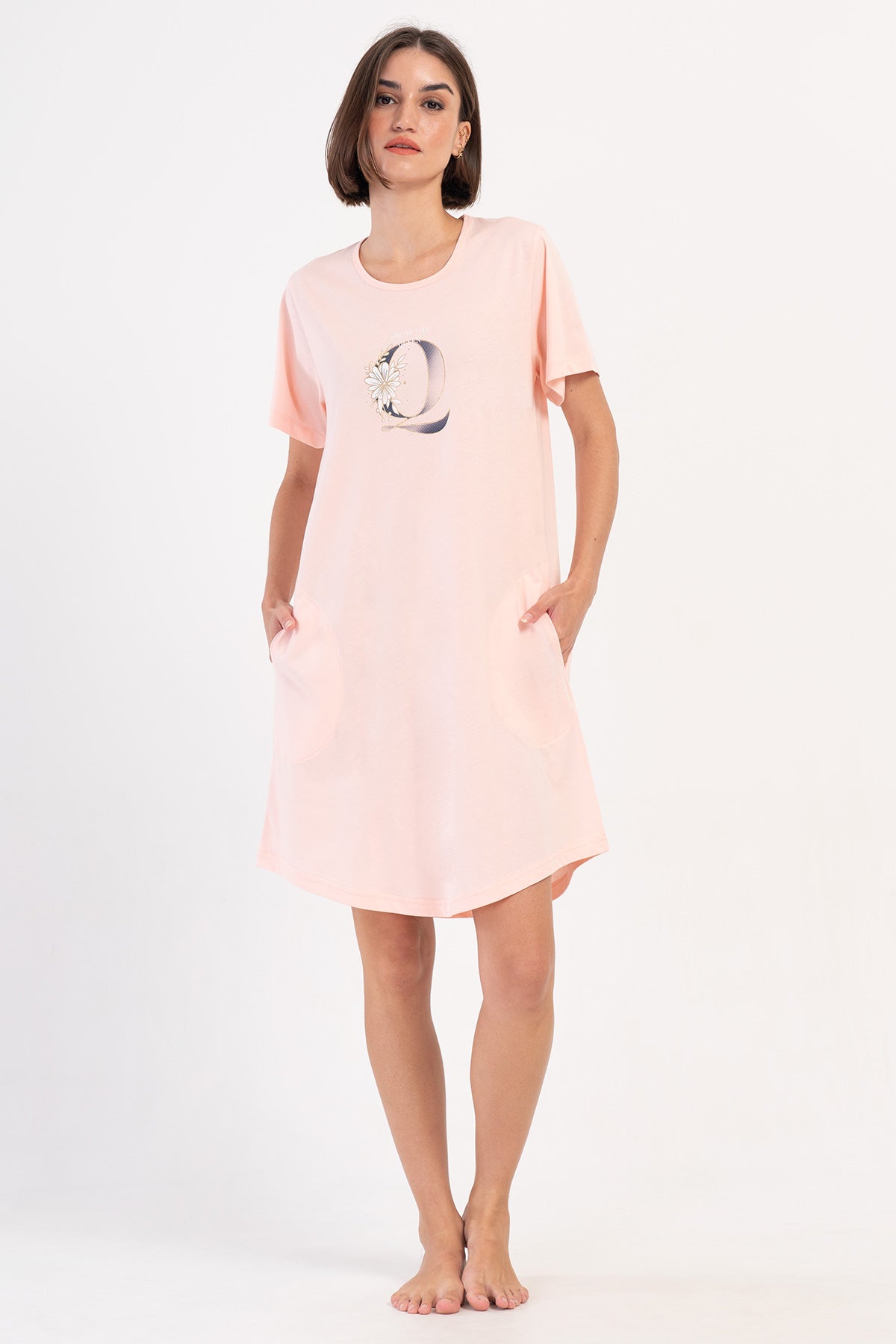 KADIN P.SUPREM XXL O YAKA KISA KOL ETEGI OVAL CEPLI TUNIK