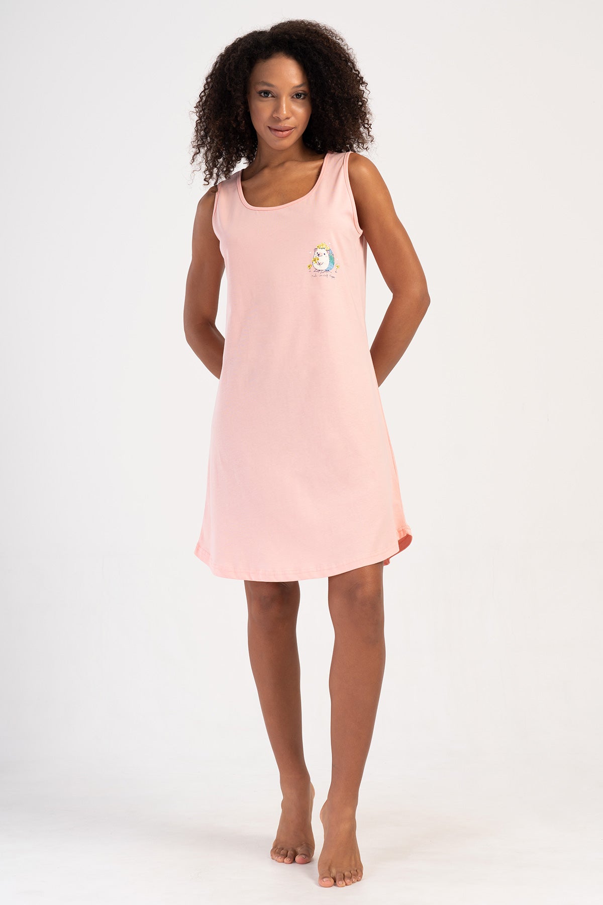 KADIN P.SUPREM GENIS ASKILI ETEGI OVAL TUNIK - BABY PINK