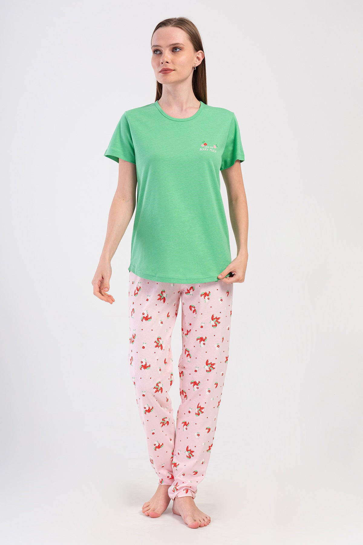 KADIN P.SUPREM O YAKA KISA KOL ETEGI OVAL PIJAMA TAKIM