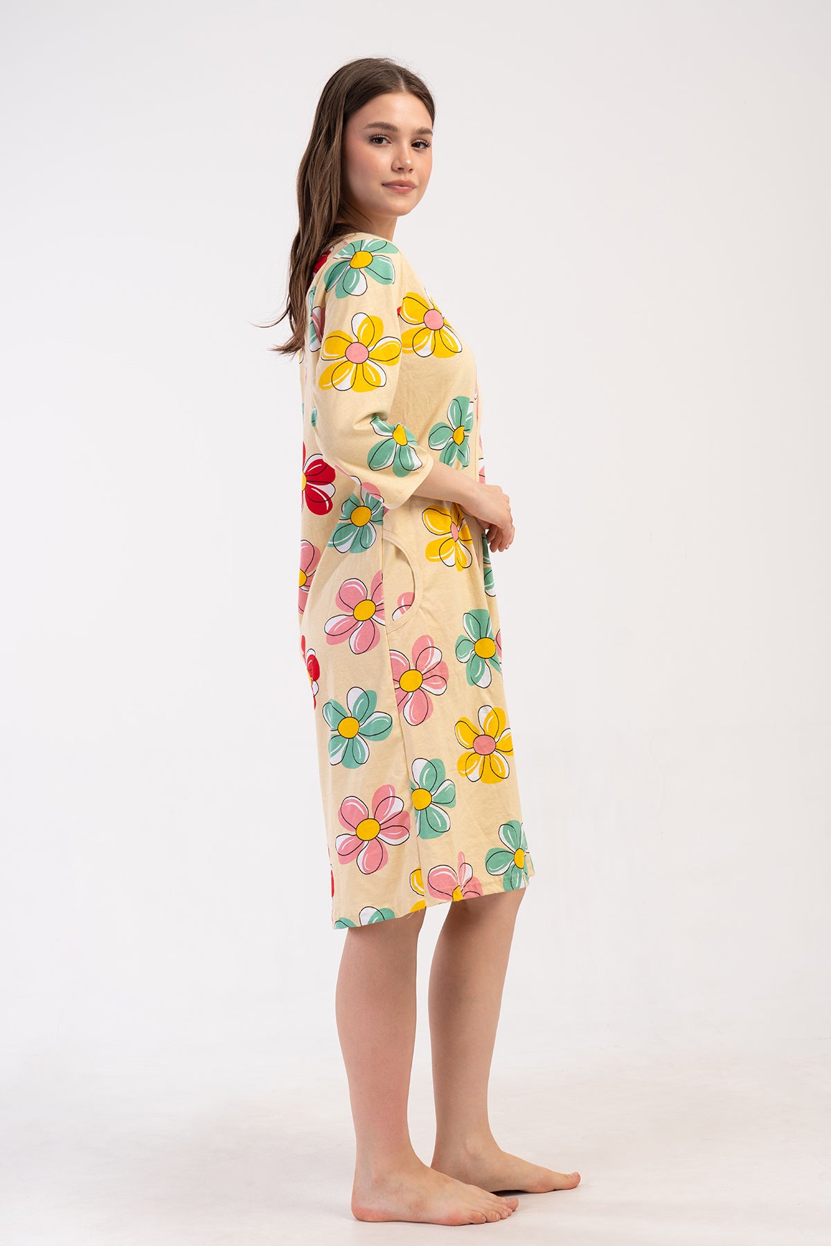 KADIN P.SUPREM 3/4KOL FERMUARLI CEPLI EV ELBISESI