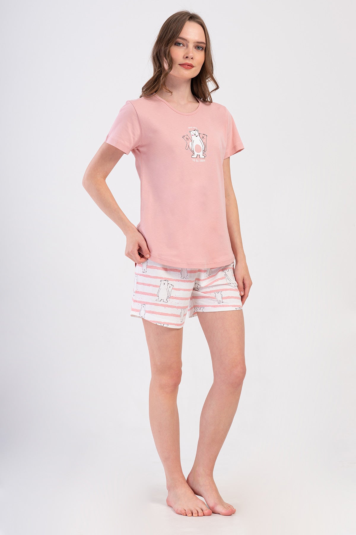 KADIN P.SUPREM O YAKA KISA KOL ETEGI OVAL SORT TAKIM - PINK