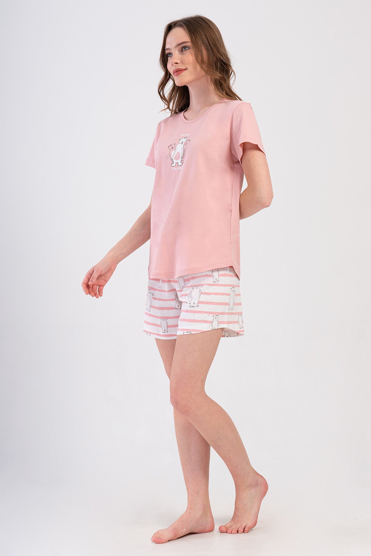KADIN P.SUPREM O YAKA KISA KOL ETEGI OVAL SORT TAKIM - PINK