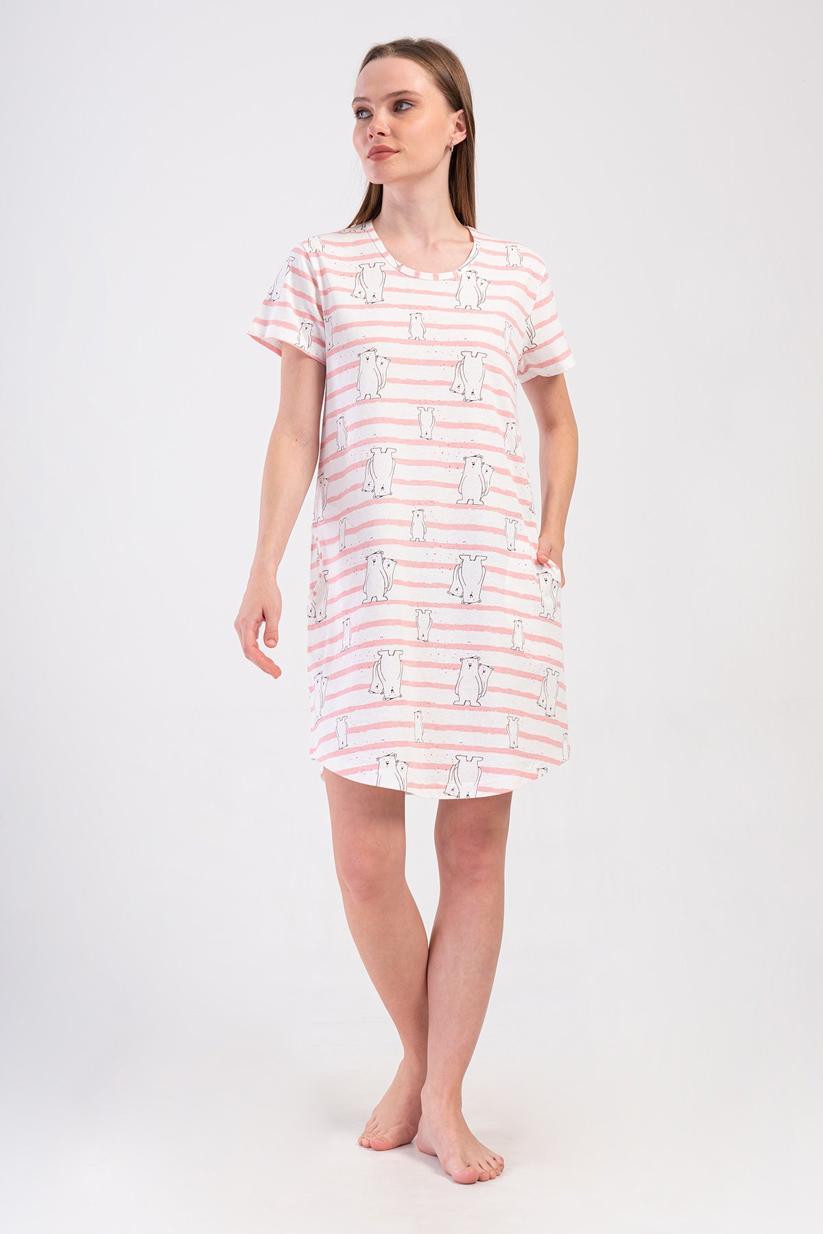 KADIN P.SUPREM O YAKA KISA KOL ETEGI OVAL CEPLI TUNIK - PINK