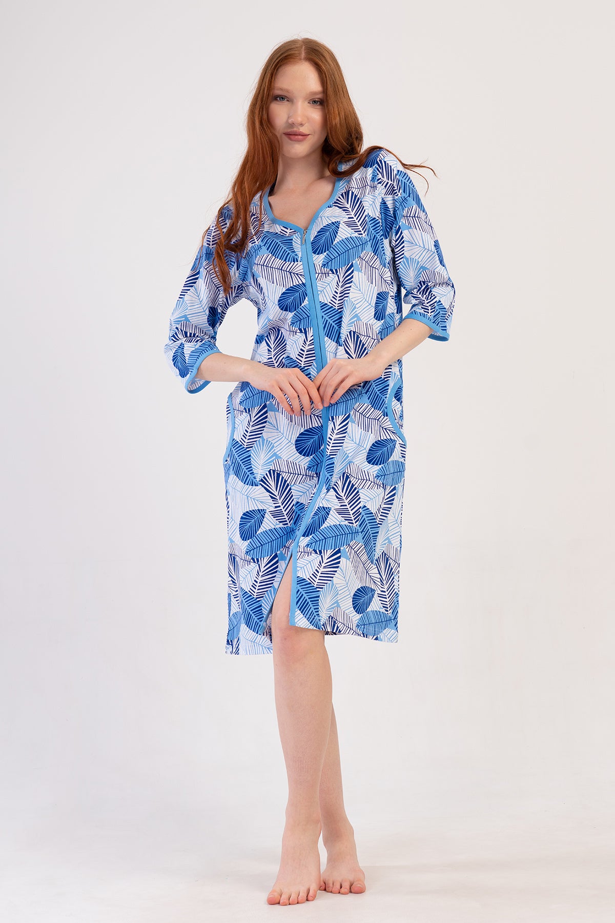 KADIN P.SUPREM XXL 3/4KOL FERMUARLI CEPLI EV ELBISESI