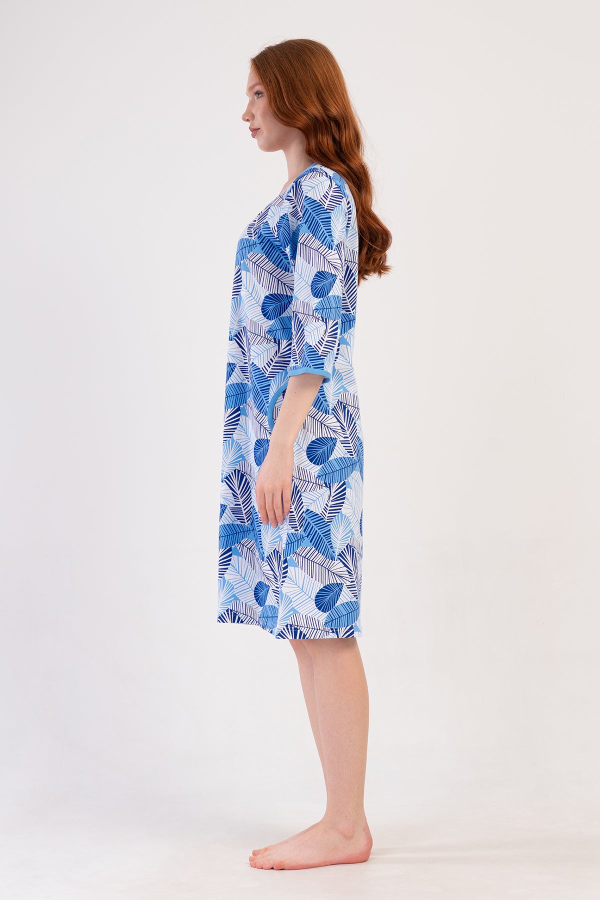 KADIN P.SUPREM XXL 3/4KOL FERMUARLI CEPLI EV ELBISESI