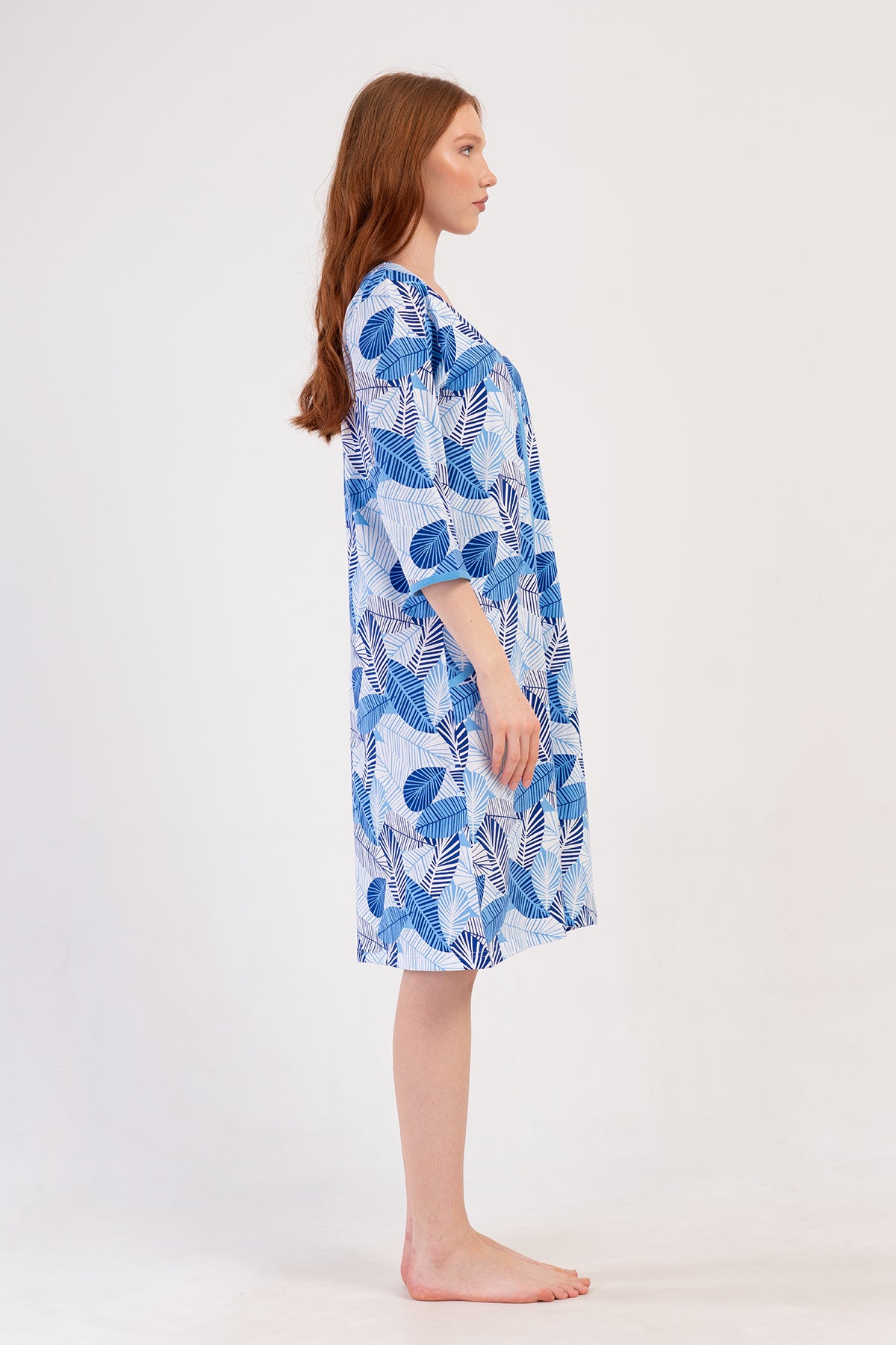 KADIN P.SUPREM XXL 3/4KOL FERMUARLI CEPLI EV ELBISESI