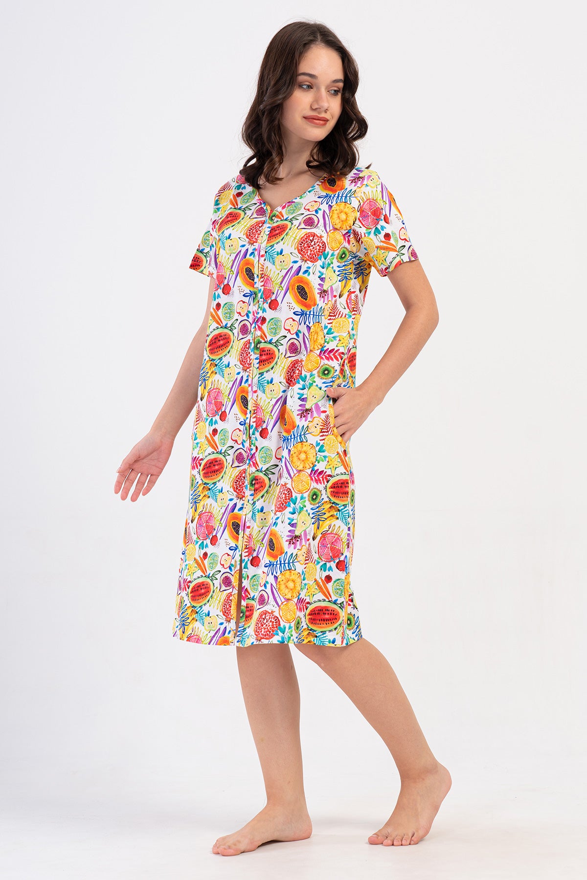 KADIN P.SUPREM KISA KOL FERMUARLI CEPLI EV ELBISESI