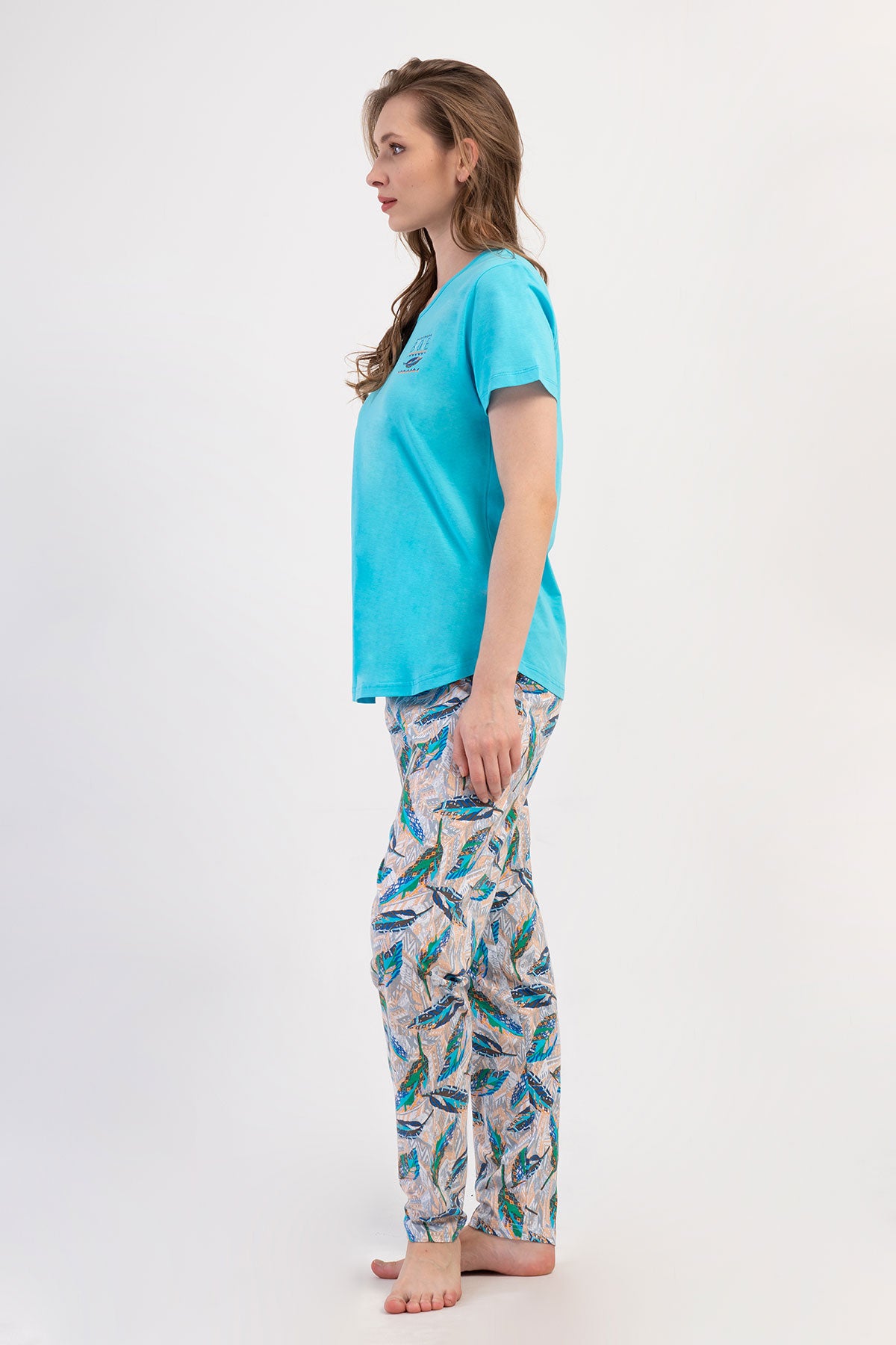 KADIN P.SUPREM XXL O YAKA KISA KOL ETEGI OVAL PIJAMA TAKIM - MINT