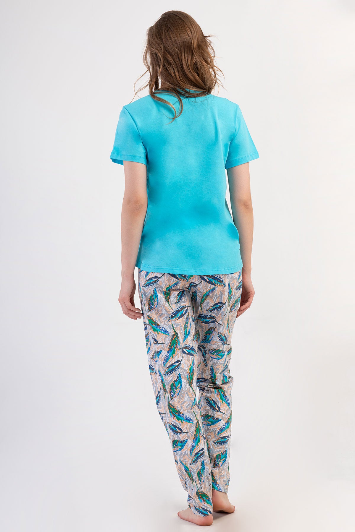 KADIN P.SUPREM XXL O YAKA KISA KOL ETEGI OVAL PIJAMA TAKIM - MINT