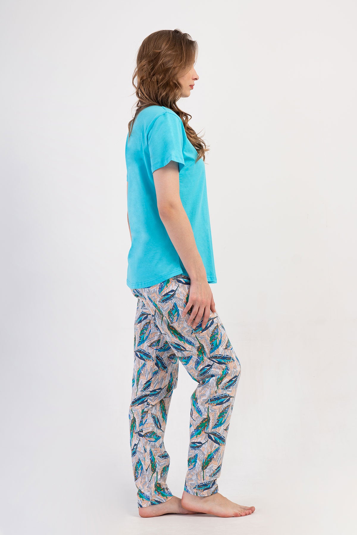 KADIN P.SUPREM XXL O YAKA KISA KOL ETEGI OVAL PIJAMA TAKIM - MINT