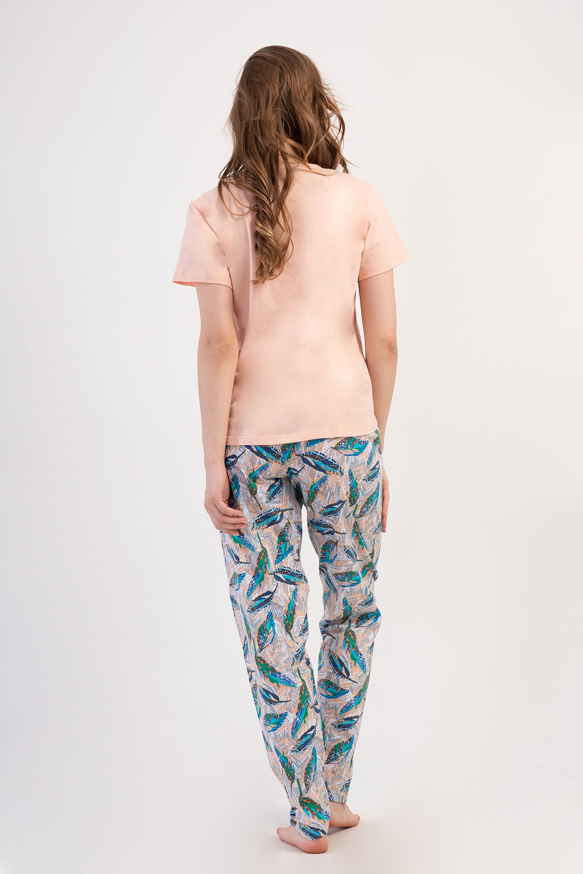 KADIN P.SUPREM XXL O YAKA KISA KOL ETEGI OVAL PIJAMA TAKIM - SOFT PINK