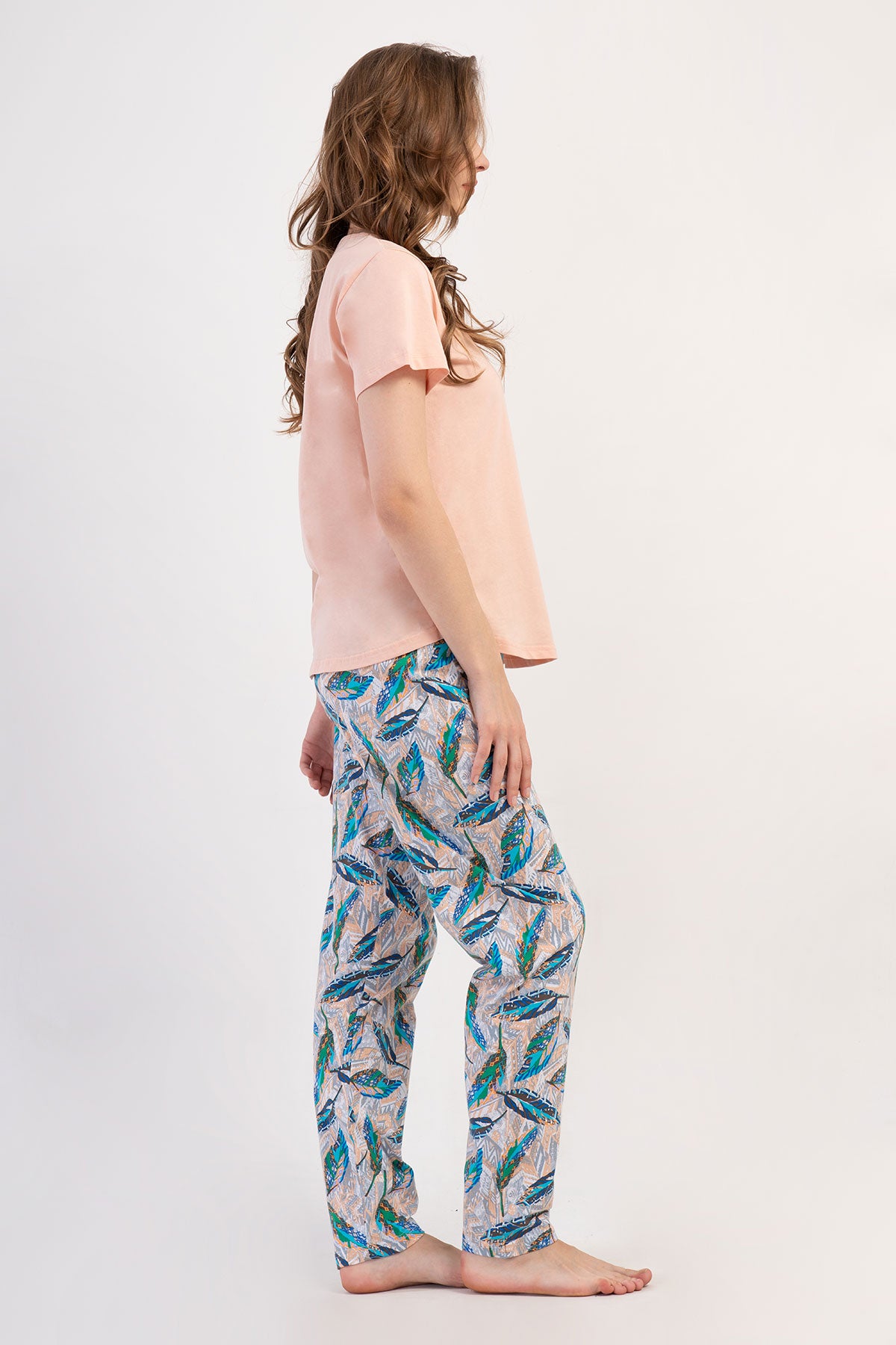 KADIN P.SUPREM XXL O YAKA KISA KOL ETEGI OVAL PIJAMA TAKIM - SOFT PINK