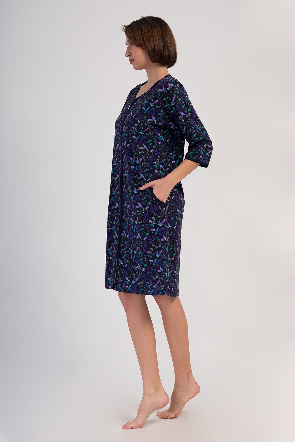 KADIN P.SUPREM XXL 3/4KOL FERMUARLI CEPLI EV ELBISESI